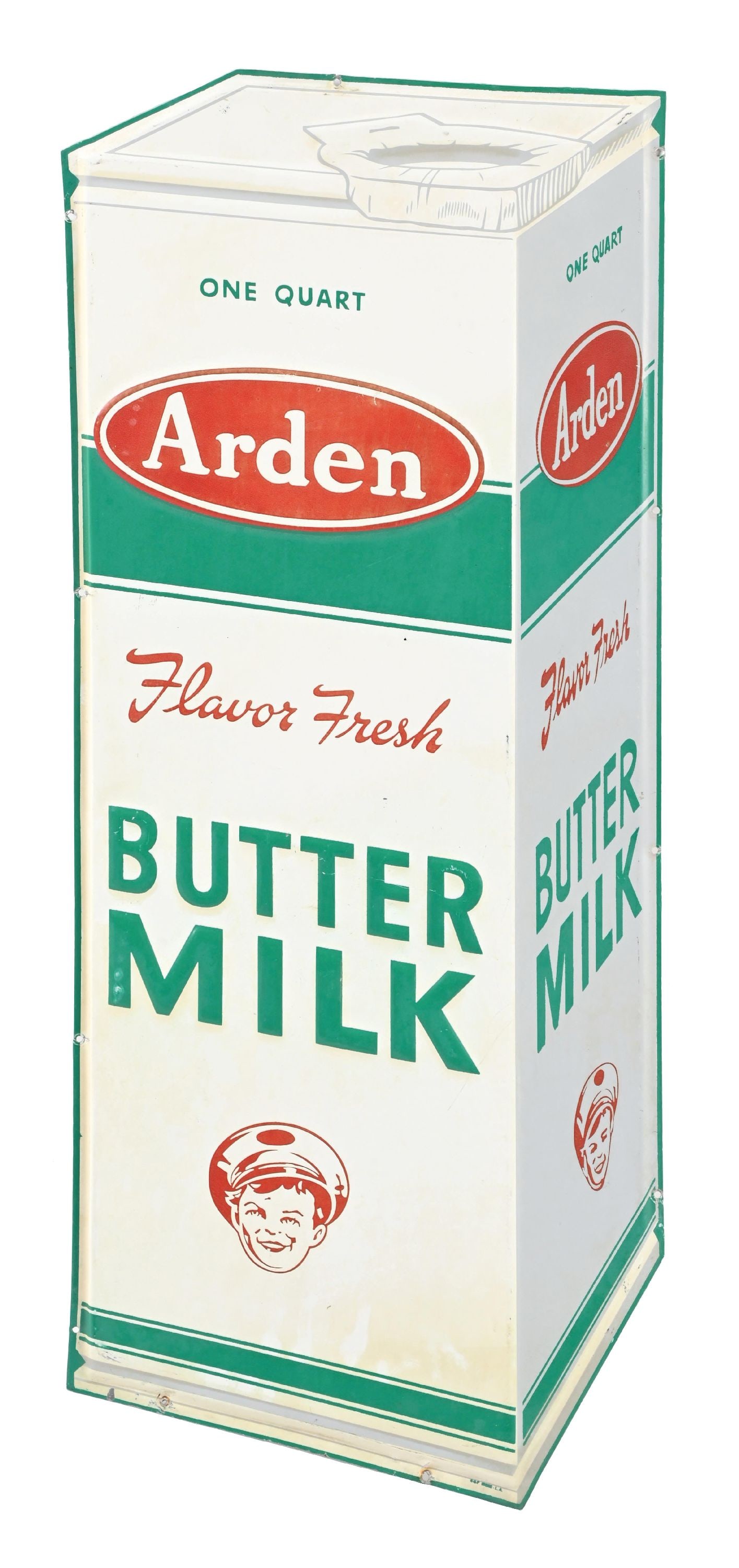 ARDEN FLAVOR FRESH BUTTER MILK EMBOSSED TIN SIGN (1 of 3)