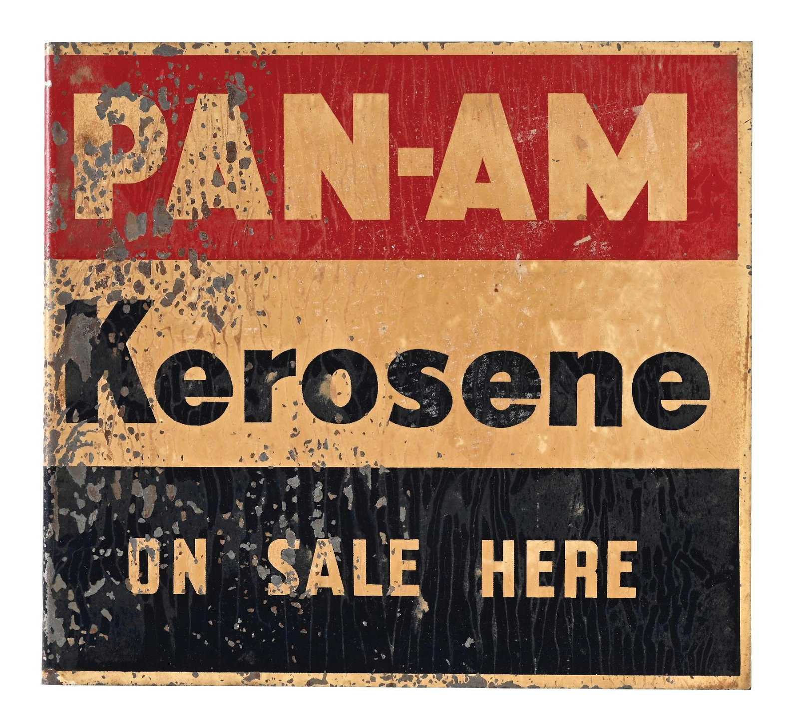 PAN-AM KEROSENE ON SALE HERE TIN FLANGE SIGN (1 of 2)