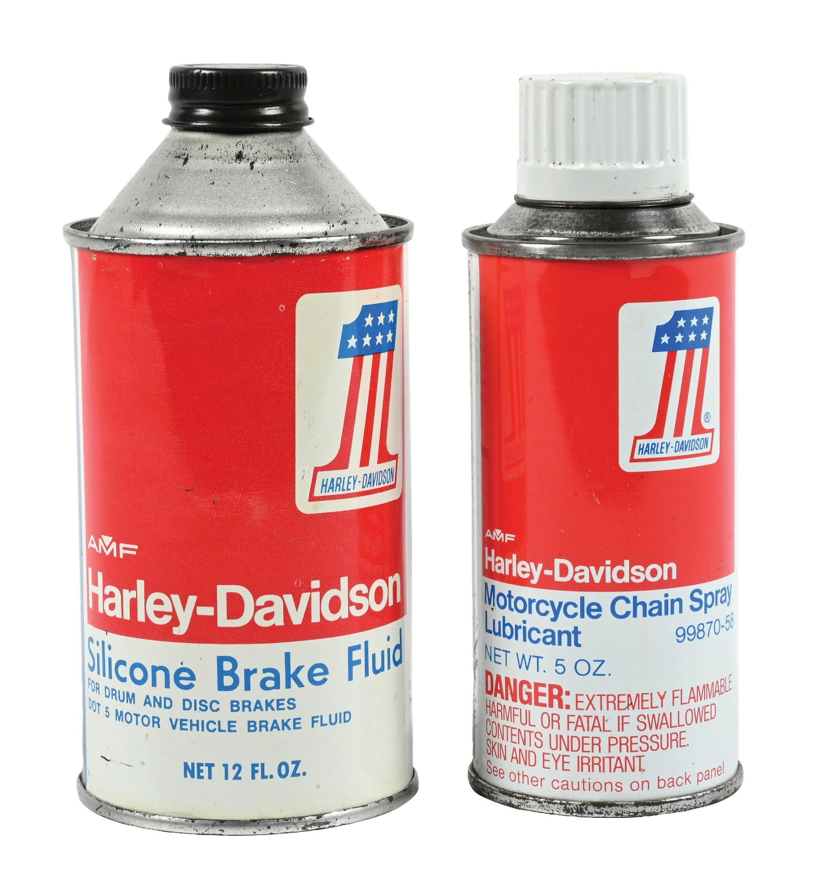 COLLECTION OF 2: HARLEY-DAVIDSON SILICONE BRAKE FLUID CAN AND MOTORCYCLE CHAIN SPRAY LUBRICANT CAN (1 of 4)