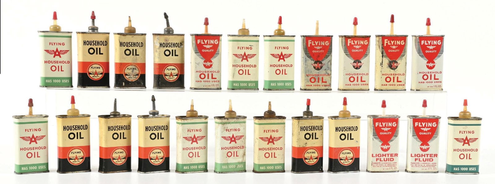 COLLECTION OF 23: FLYING A HANDY OILERS.: Large collection of Handy Oilers from Flying A. CONDITION: Each in good condition ranging from grade 7.0 top 9.0. Each are in as found condition and should improve with cleaning. Condition: (Various).