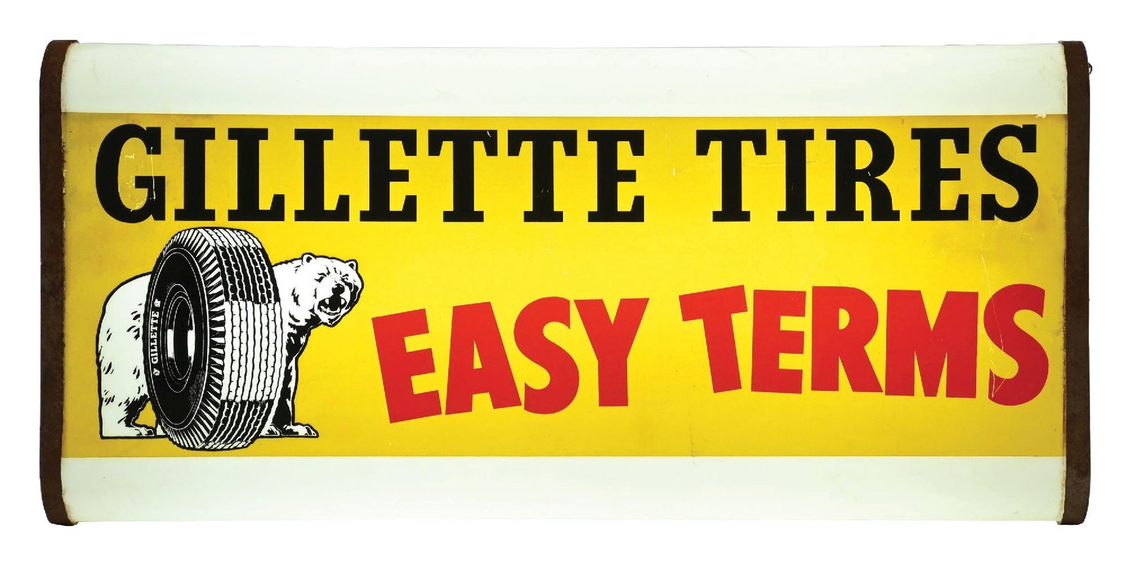 GILLETTE TIRES EASY TERMS LIGHT - UP SIGN W/ BEAR GRAPHIC (1 of 3)