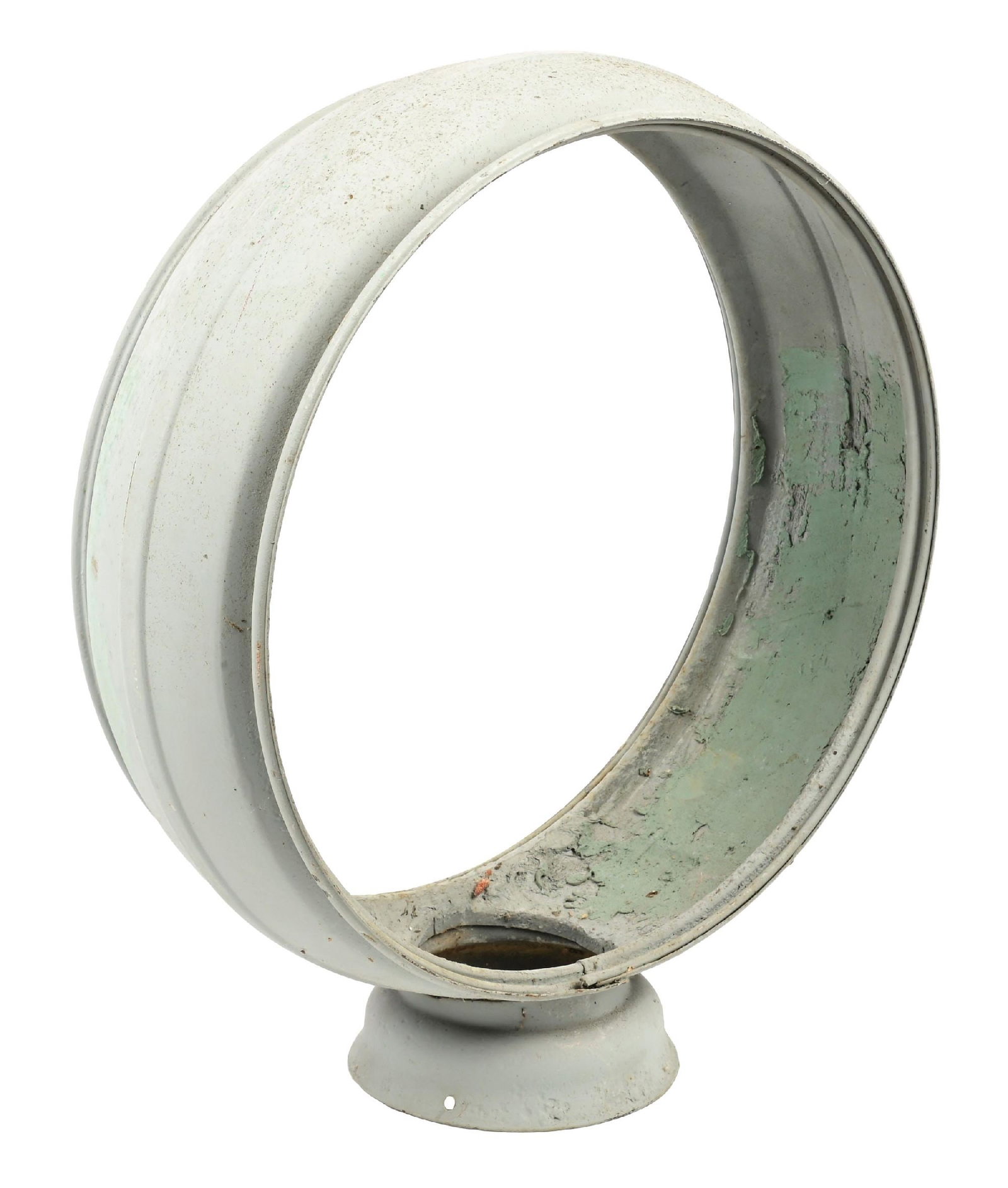 ORIGINAL 15" LOW PROFILE METAL BODY.: CONDITION: Showing older repaint throughout with moderate wear. Included both original snap rings. Showing clean base with one small hole drilled. Condition: (ORIGINAL). Dimensions: 18" T.