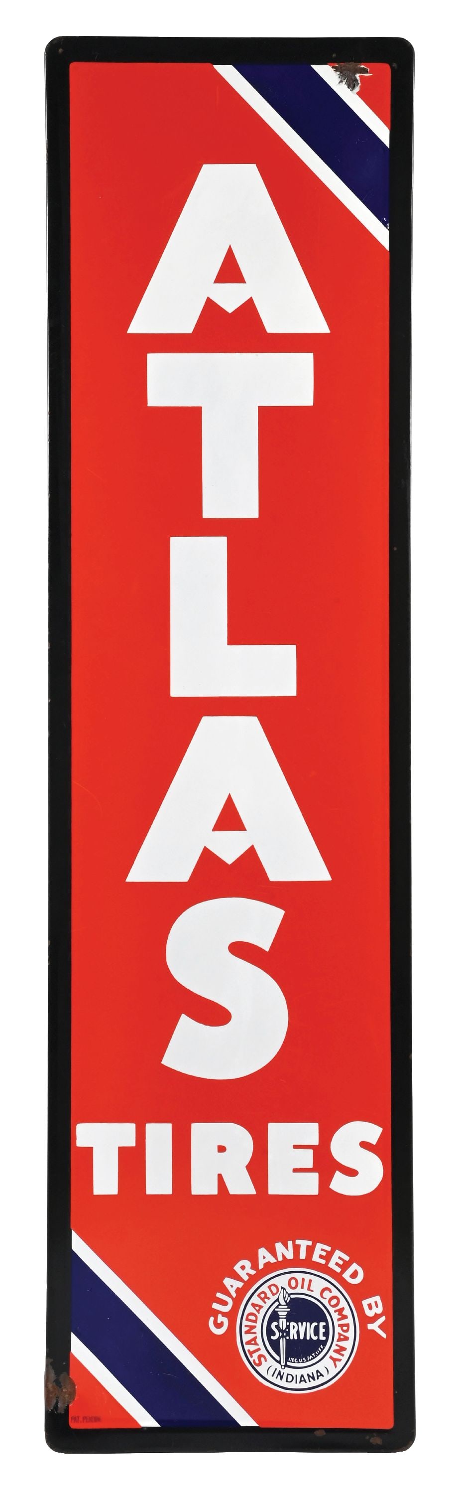 ATLAS TIRES SELF FRAMED PORCELAIN SERVICE STATION SIGN (1 of 3)
