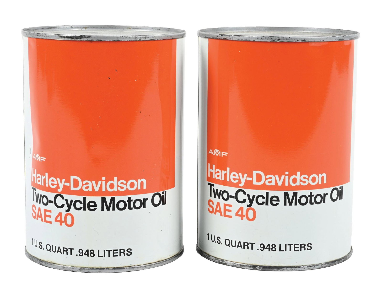 COLLECTION OF 2: HARLEY-DAVIDSON TWO-CYCLE MOTOR OIL ONE QUART CANS. (1 of 4)