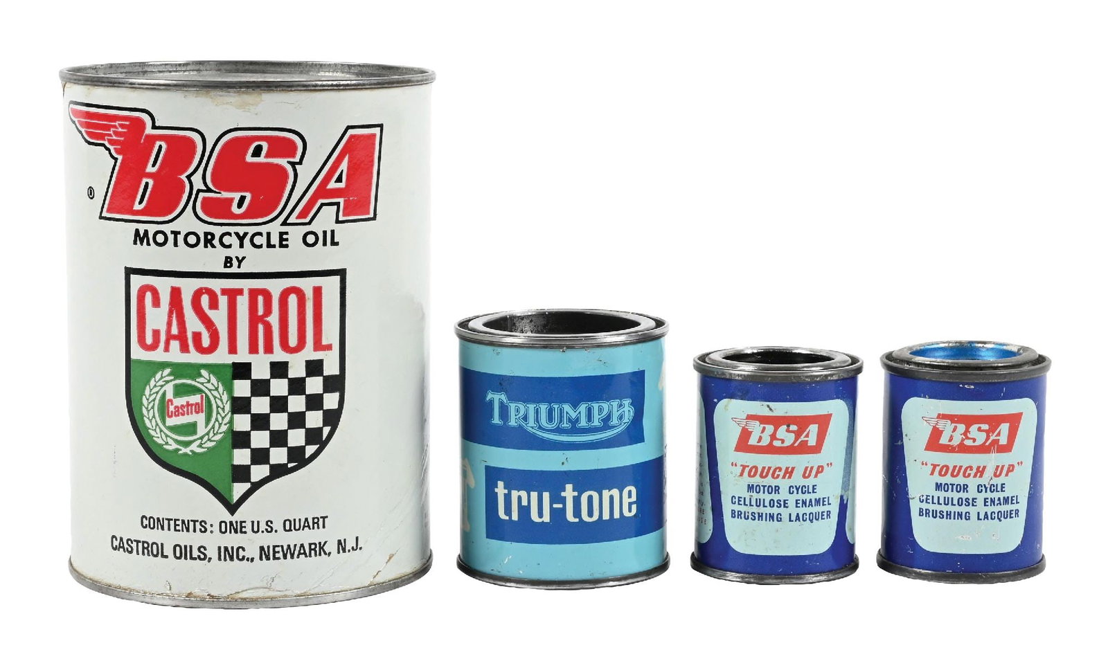 COLLECTION OF 4: BSA & TRIUMPH MOTORCYCLE OIL & "TOUCH UP" PAINT CANS (1 of 4)