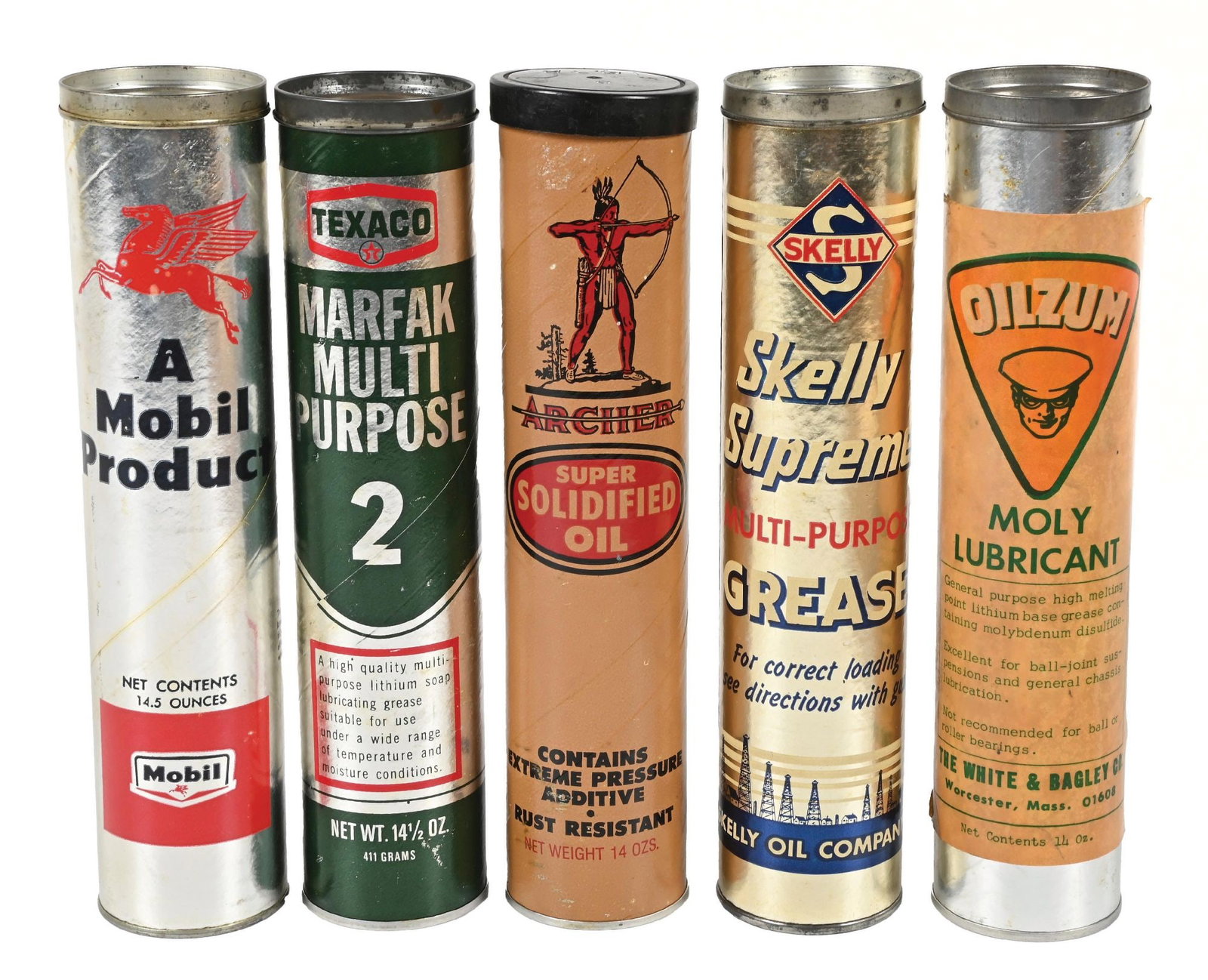 COLLECTION OF 5: VARIOUS OIL COMPANY GREASE TUBES. (1 of 2)