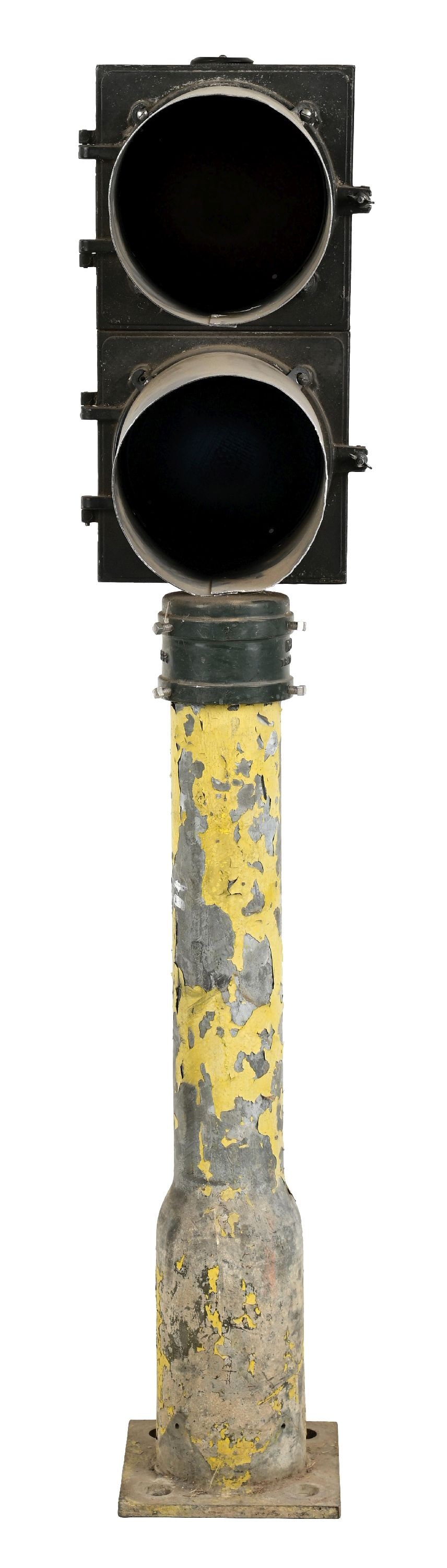 ORIGINAL TWO LIGHT TRAFFIC SIGNAL.: CONDITION: Showing an excellent patina to the pedestal base answer as body. Lenses are in excellent condition. Maker Marked Lee Corporation. This is not a standard shippable item and will require 3rd