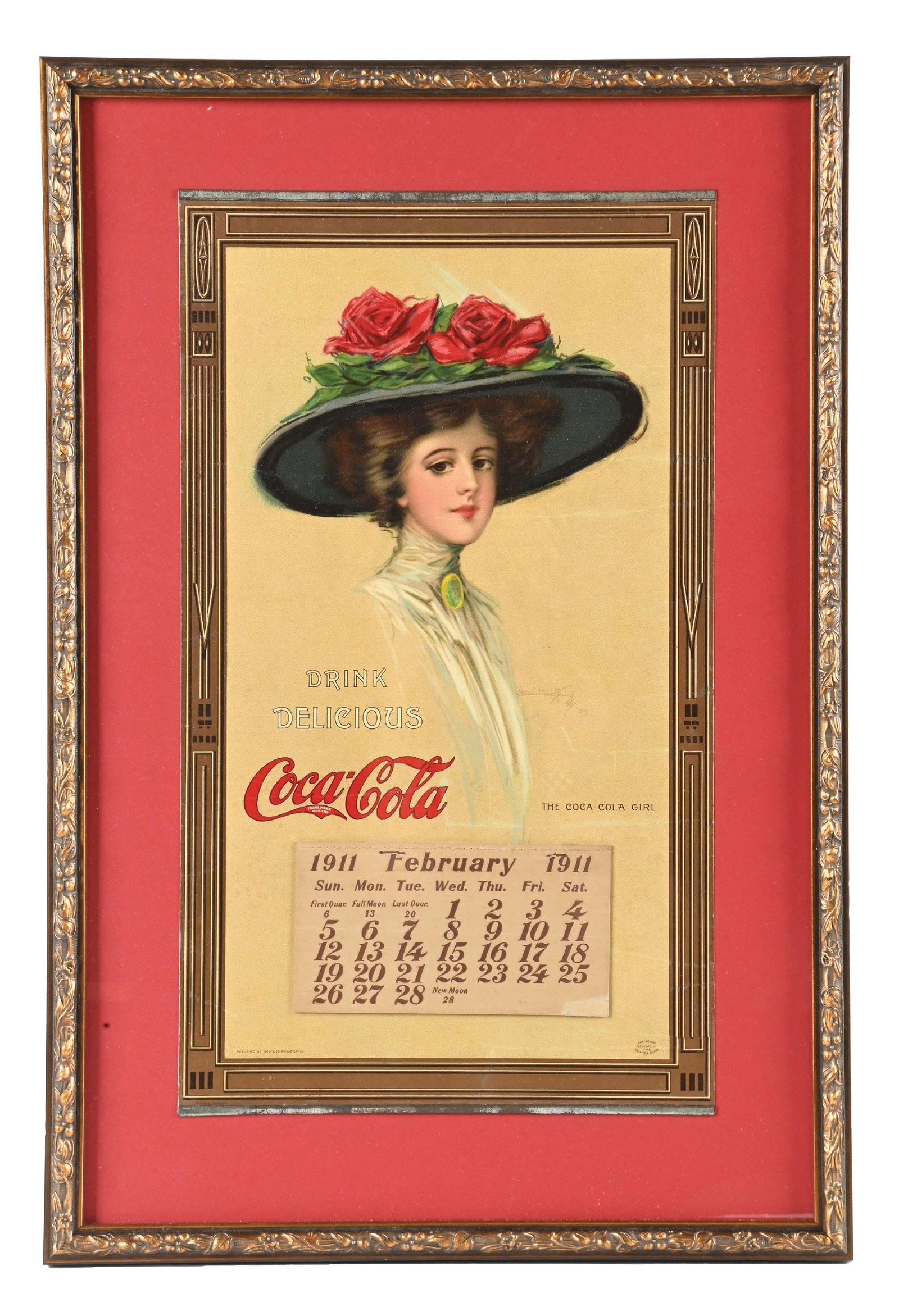 1911 COCA-COLA CALENDAR W/ HAMILTON KING GIRL GRAPHIC (1 of 4)