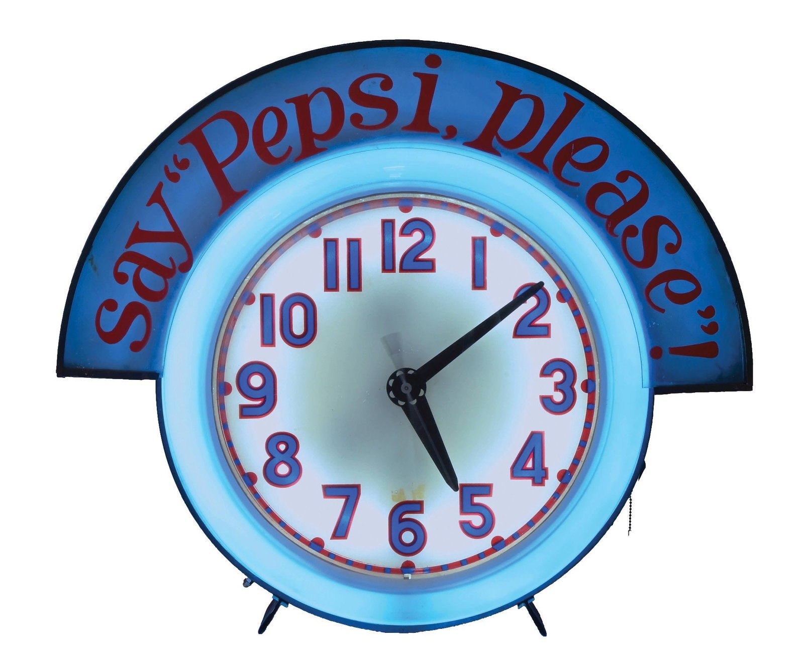 SAY "PEPSI, PLEASE"! NEON CLOCK WITH BONNET (1 of 4)