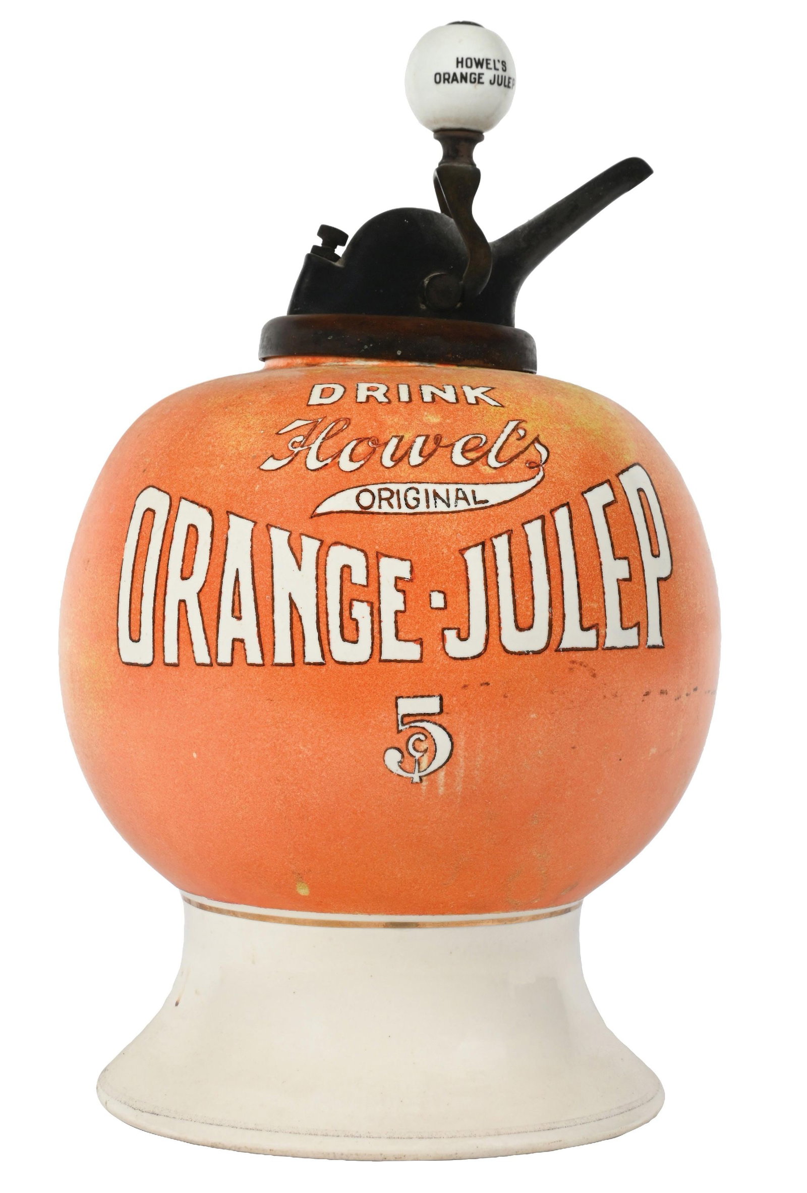 DRINK HOWEL'S ORANGE-JULEP SYRUP DISPENSER WITH ORIGINAL PUMP (1 of 5)