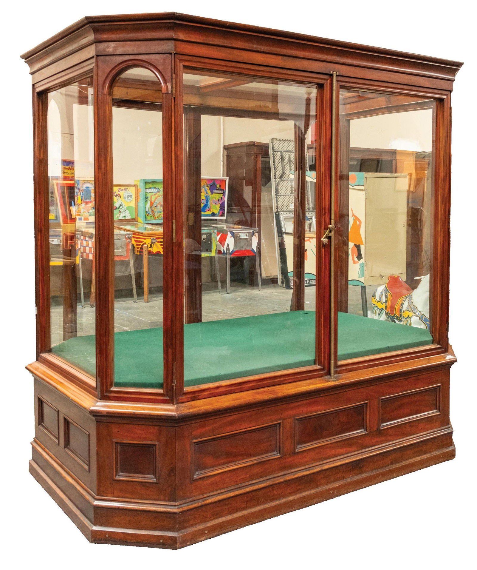LARGE MAHOGANY WOODEN GLASS DISPAY CASE (1 of 6)