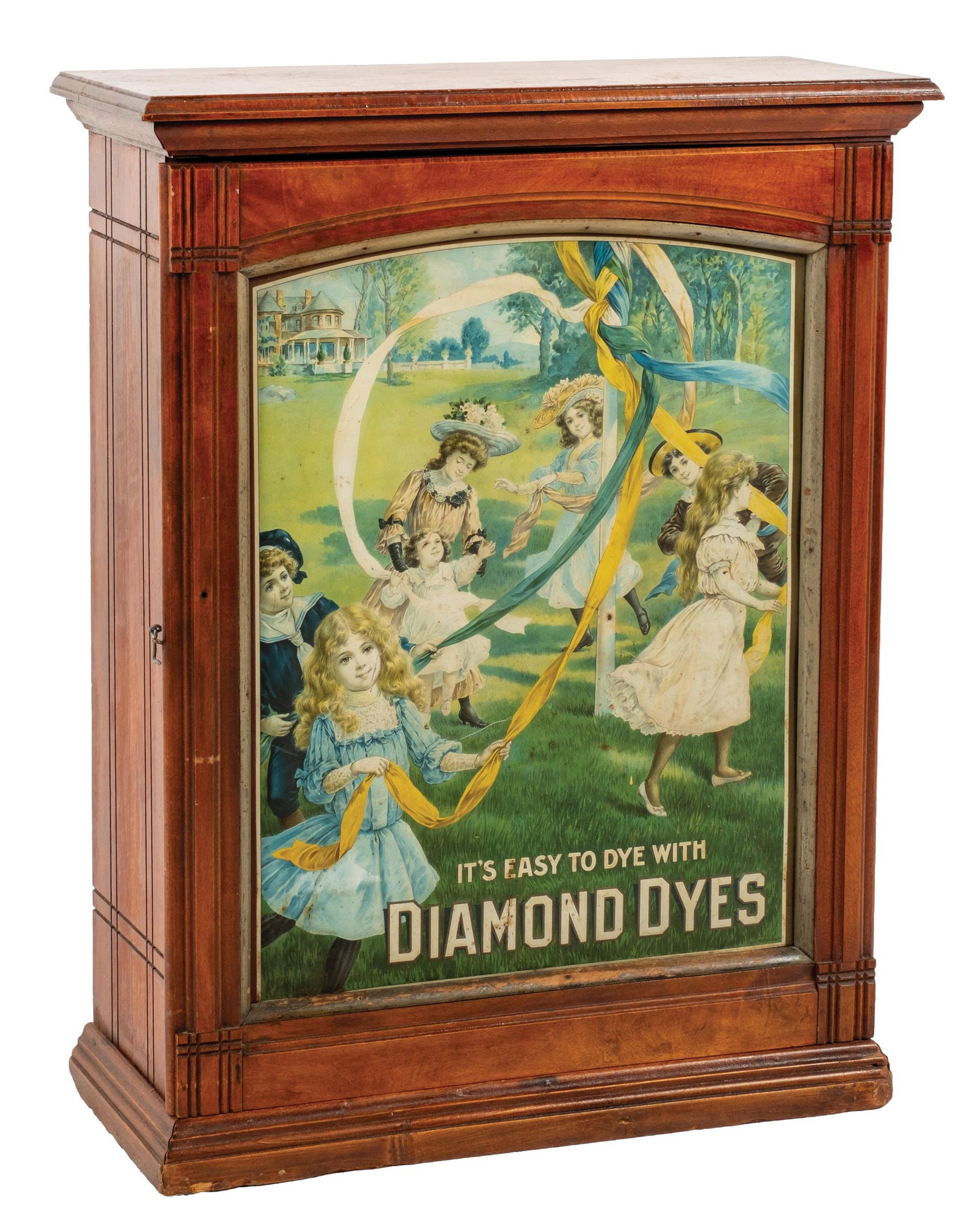 DIAMOND DYES CABINET W/ COLORFUL CHILDREN PLAYING GRAPHIC (1 of 5)