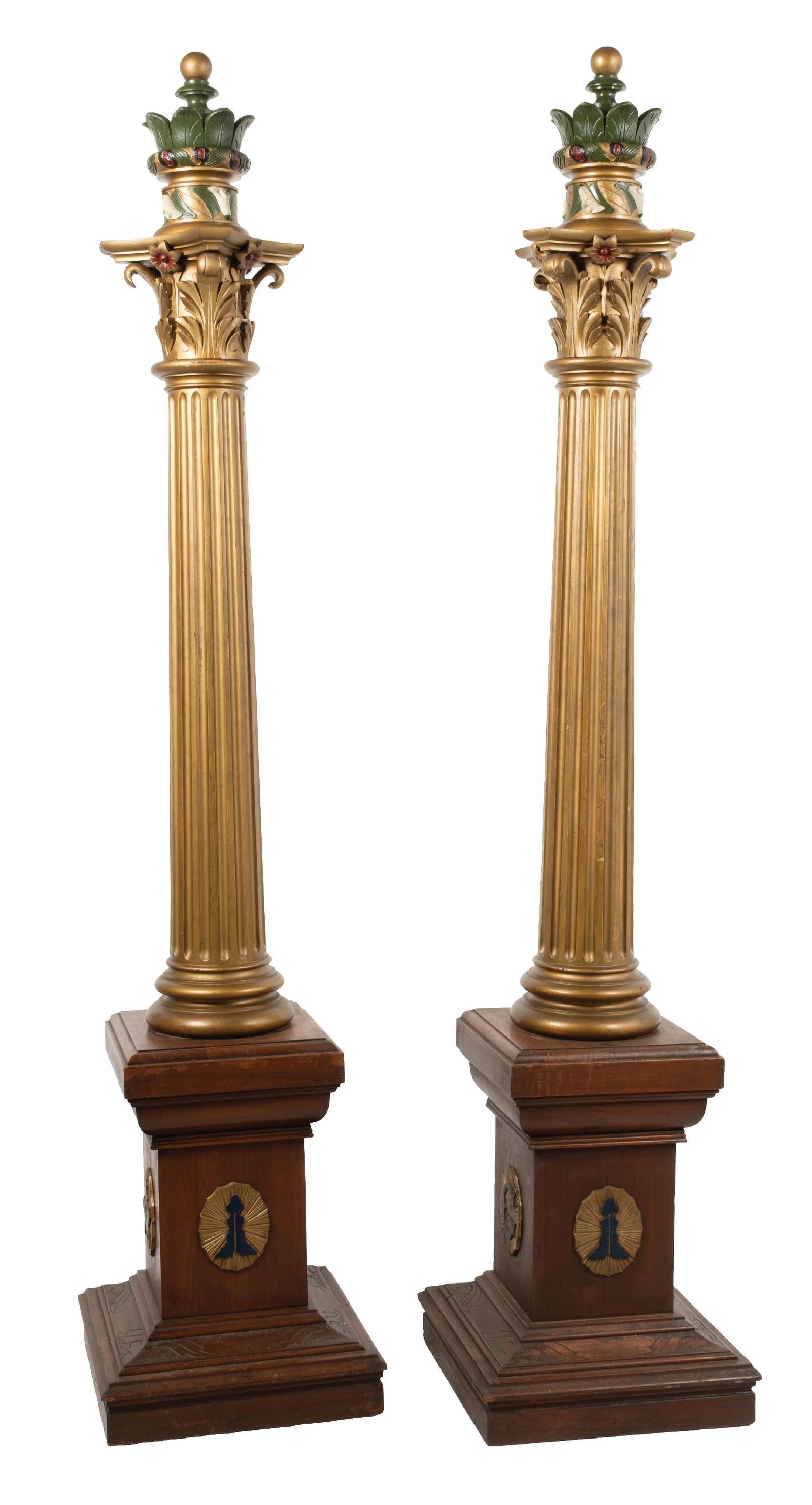 PAIR OF WOOD COLUMNS OUT OF A MASONS LODGE (1 of 6)
