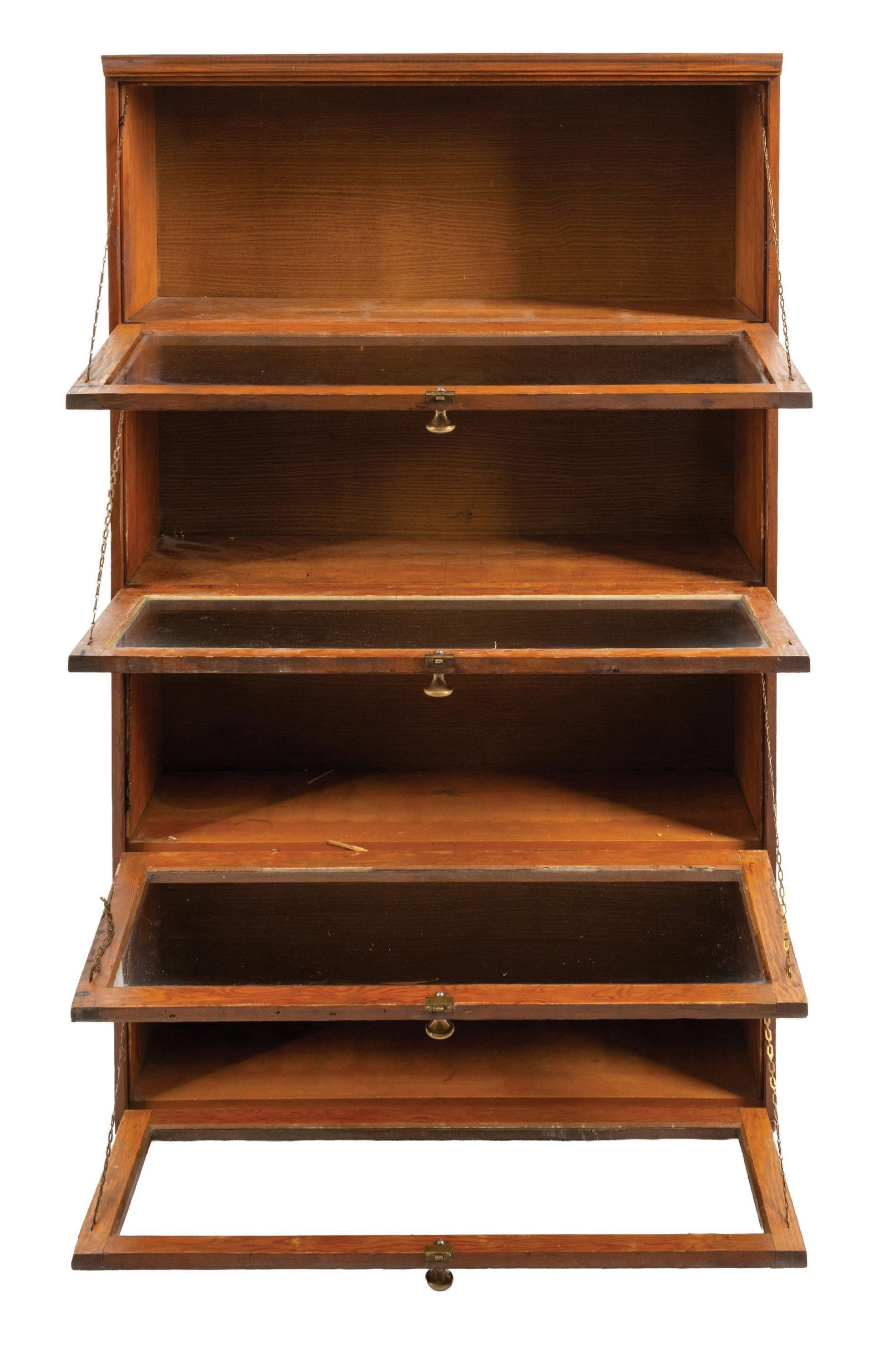OAK BOOKCASE W/ 4 PULLDOWN DOORS - 5