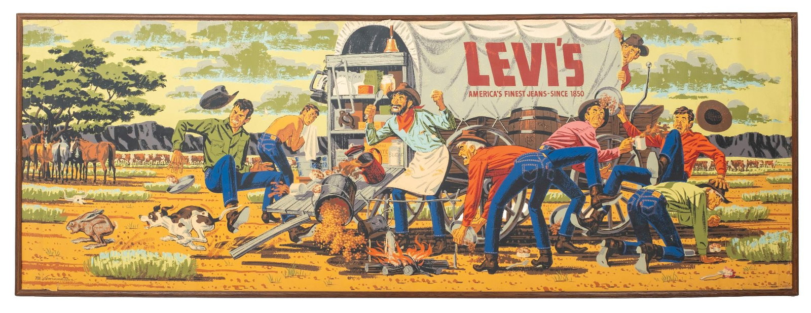 LARGE OVERSIZED LEVI'S "AMERICA'S FINEST JEANS" FRAMED OILCLOTH PRINT (1 of 4)