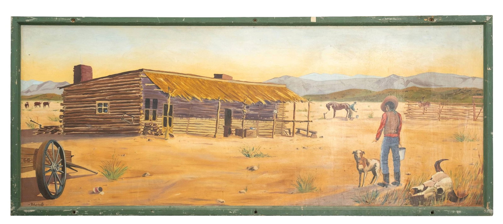 COWBOY RANCH HOUSE PAINTING ON WOODEN SIGN (1 of 4)