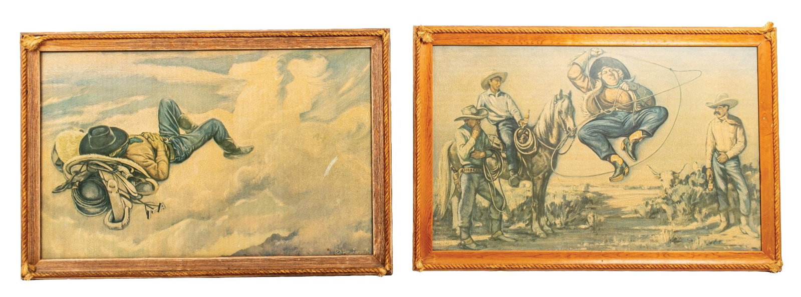 PAIR OF LON MEGARGEE FRAMED WESTERN PRINTS (1 of 2)