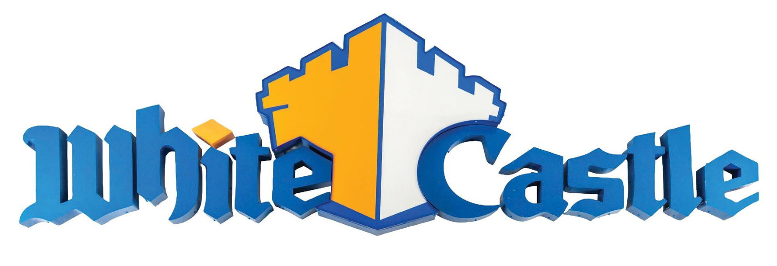 27 PIECE "WHITE CASTLE" LETTERS WITH LOGO AND TRANSFORMER: CONDITION: Showing no breaks or repairs with all original panels, lighting and transformer. Moderate wear from being an external mounted sign. This is not a standard shippable item and will require 3r