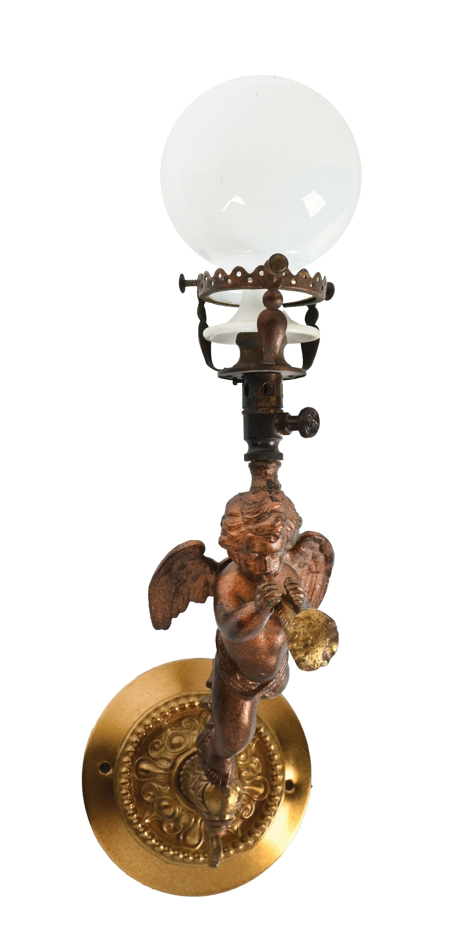 FIGURAL CHERUB WALL MOUNT GAS CIGAR LIGHTER (1 of 4)