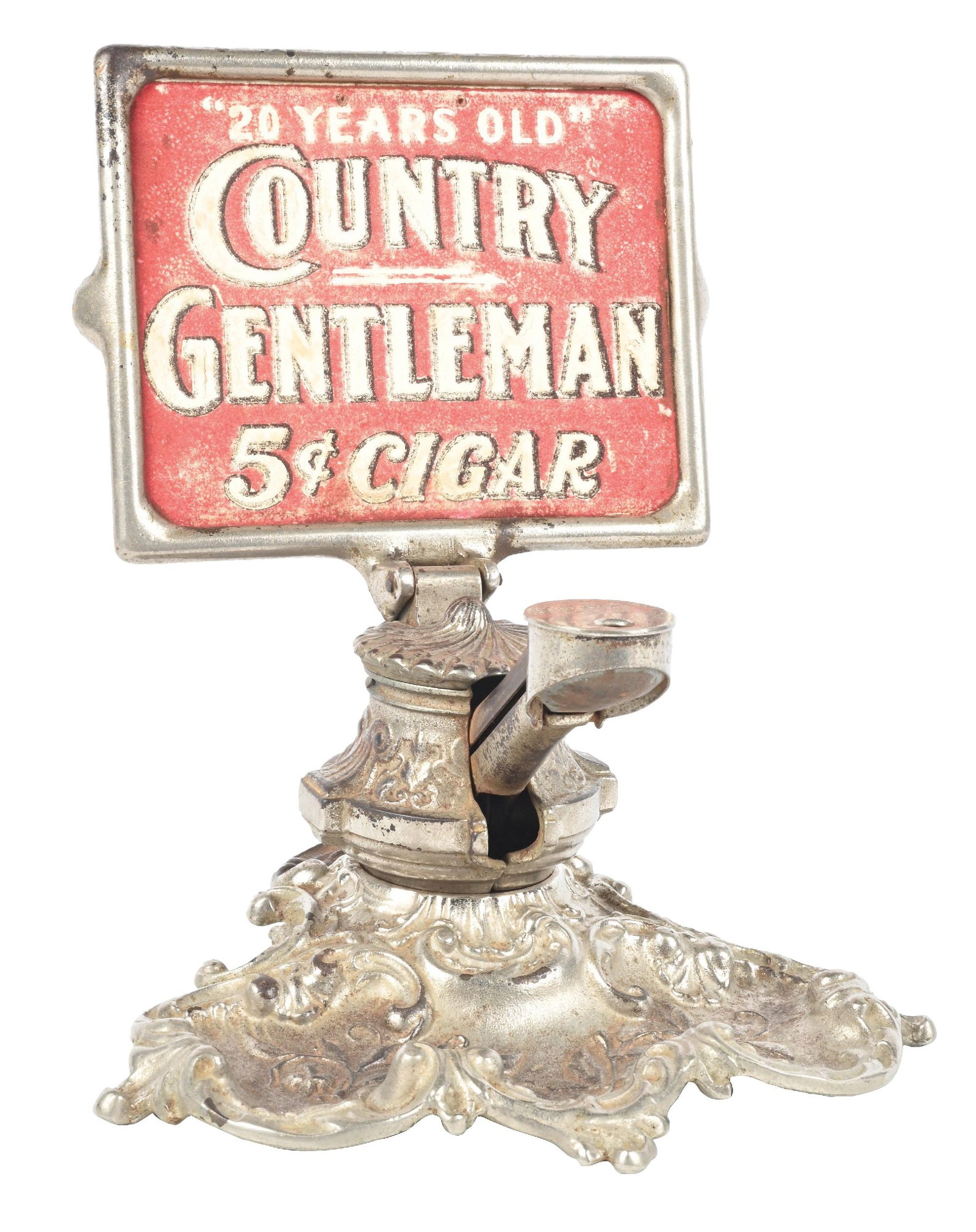 CAST IRON COUNTERTOP CIGAR CUTTER ADVERTISING COUNTRY GENTLEMAN CIGARS (1 of 5)