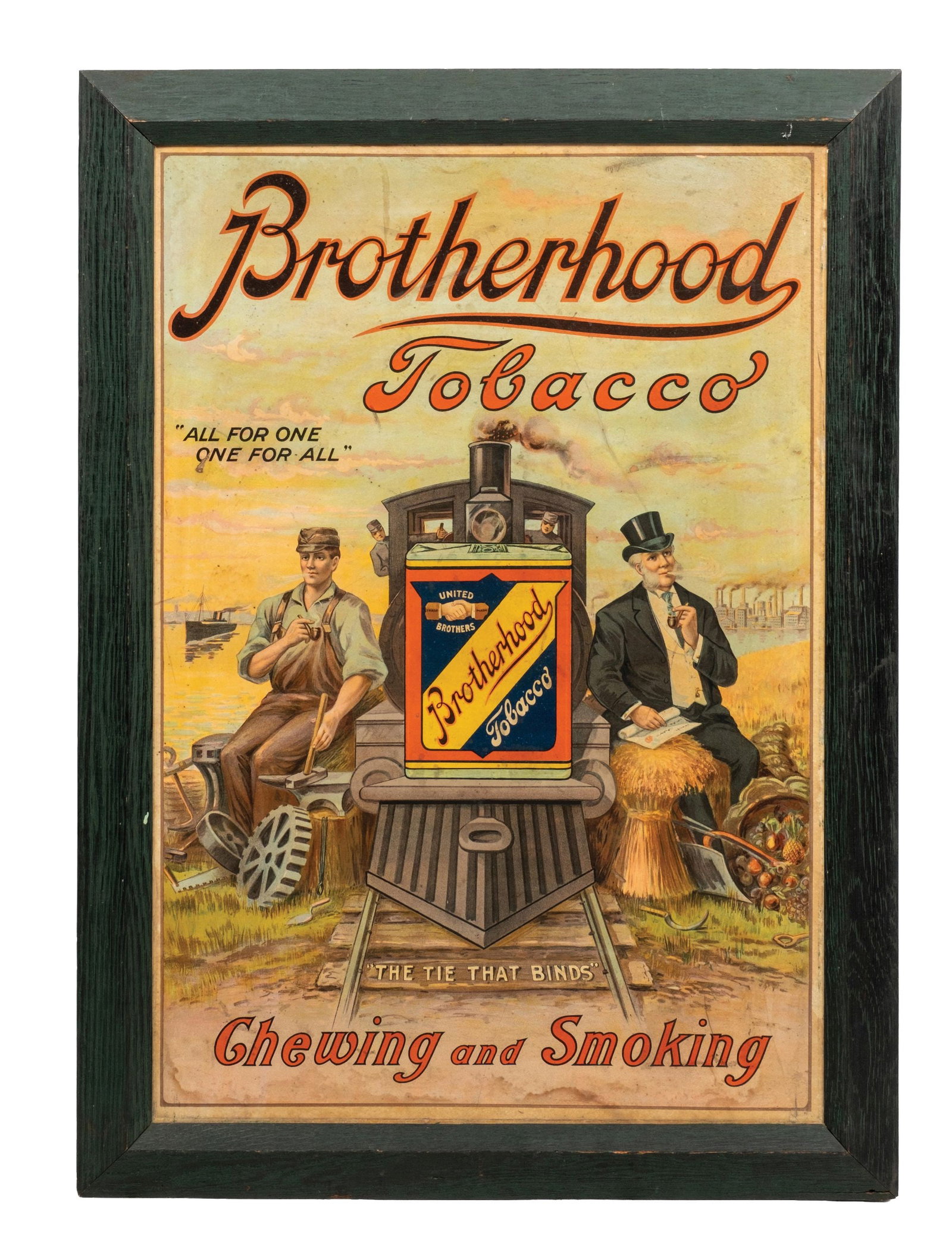 ORIGINAL CARDBOARD ADVERTISING FOR BROTHERHOOD TOBACCO (1 of 2)