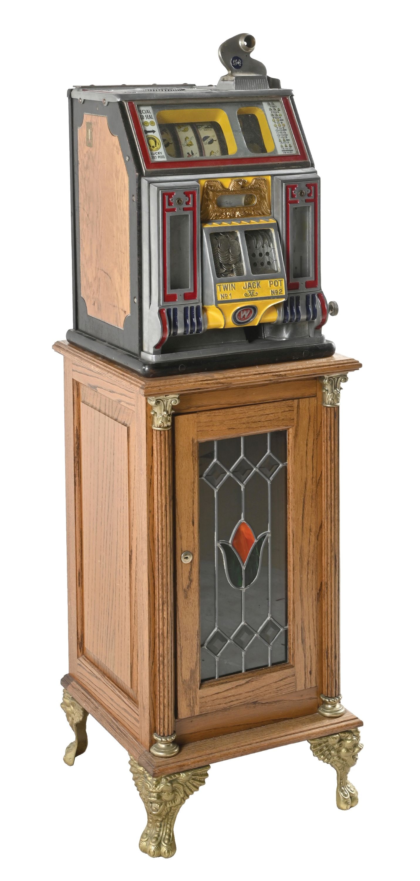 5¢ WATLING BLUE SEAL VENDER FRONT SLOT MACHINE: CONDITION: Showing an older restoration with new reel strips and award card. Currently Jammed and not operational. This is not a standard shippable item and will require 3rd party shipping or pickup a