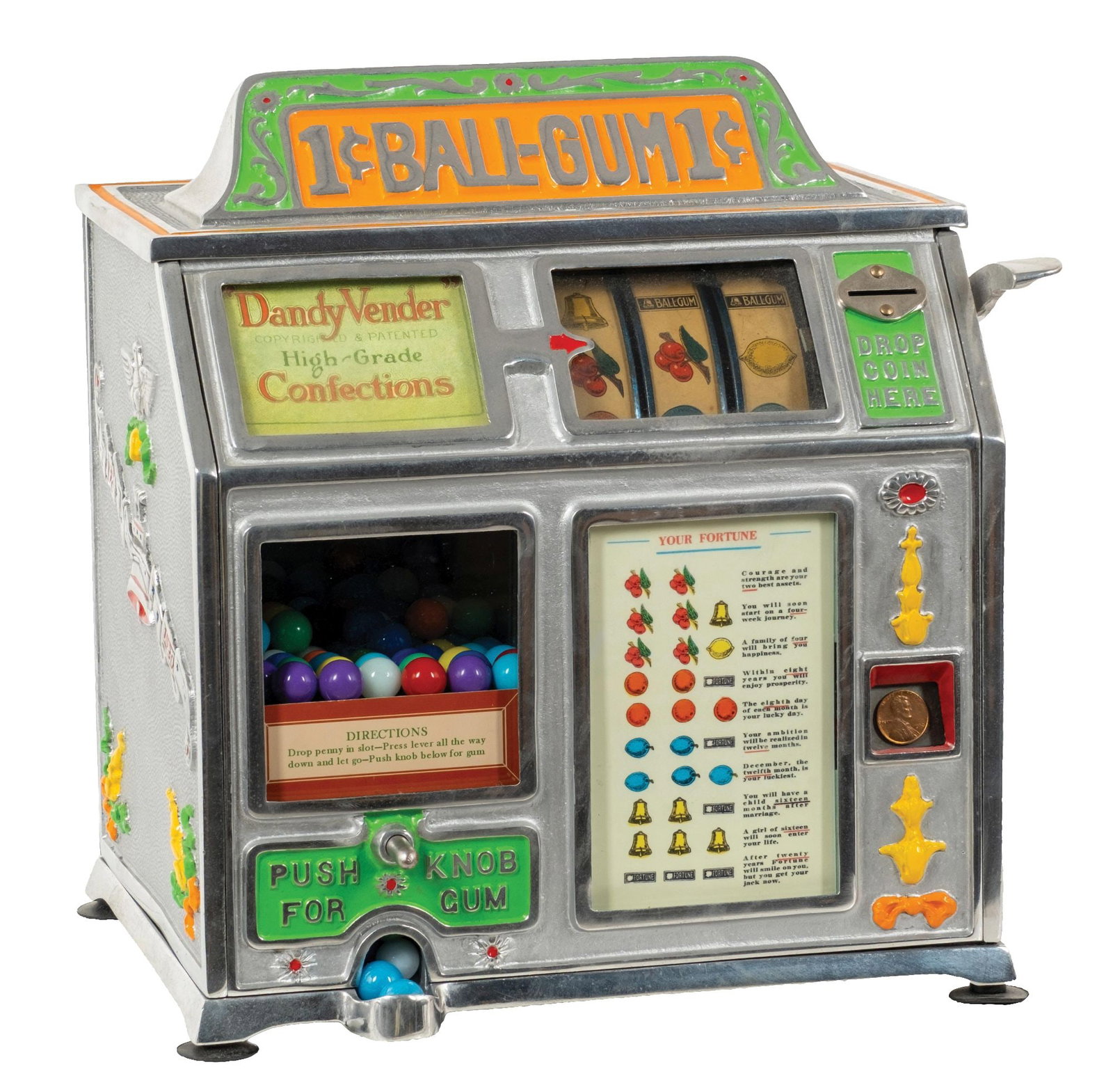 1¢ DANDY VENDOR ALUMINUM TRADE STIMULATOR W/ GUMBALL MECHANISM (1 of 5)