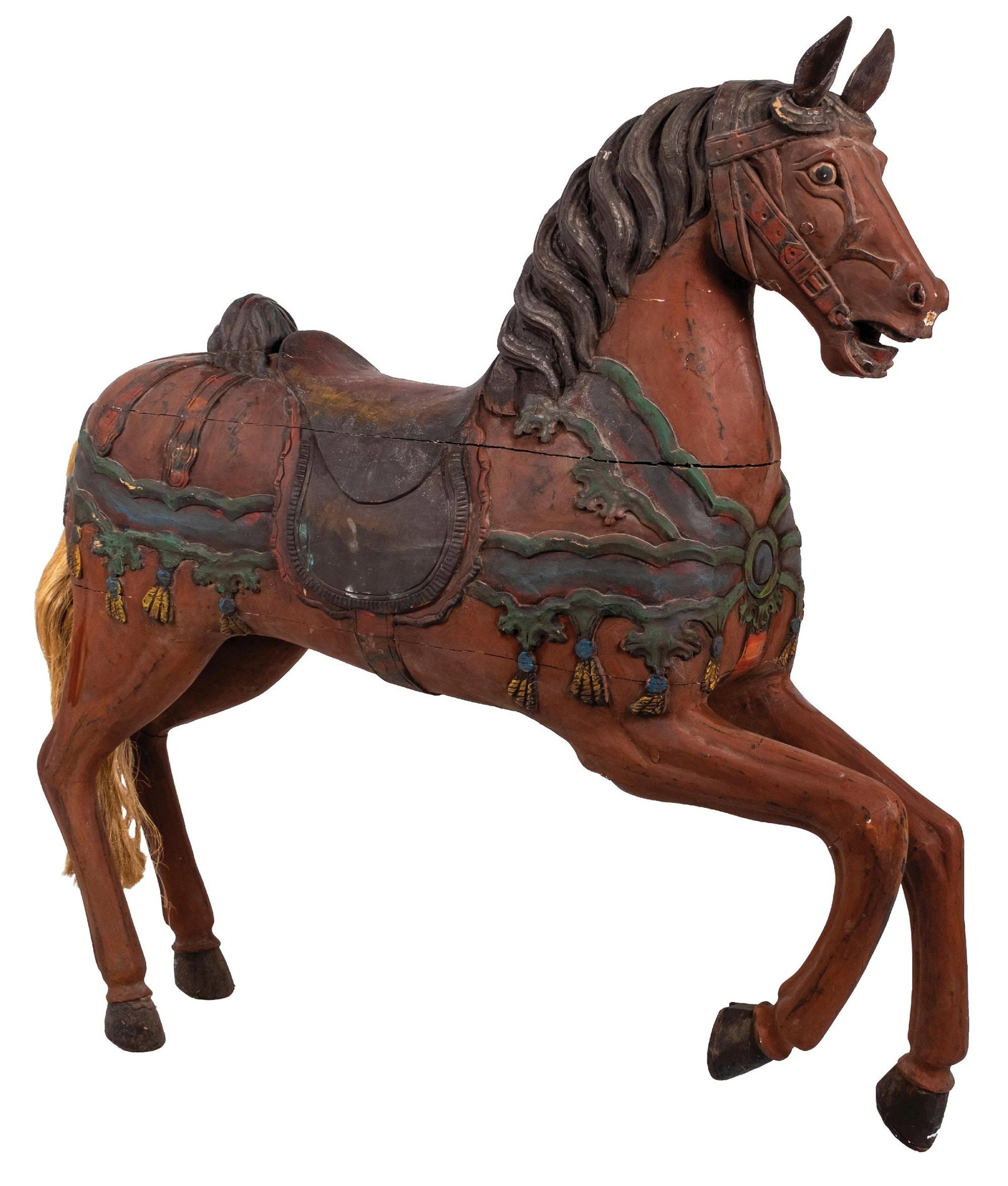 PHENOMENAL EARLY WOOD-CARVED CAROUSEL HORSE (1 of 6)