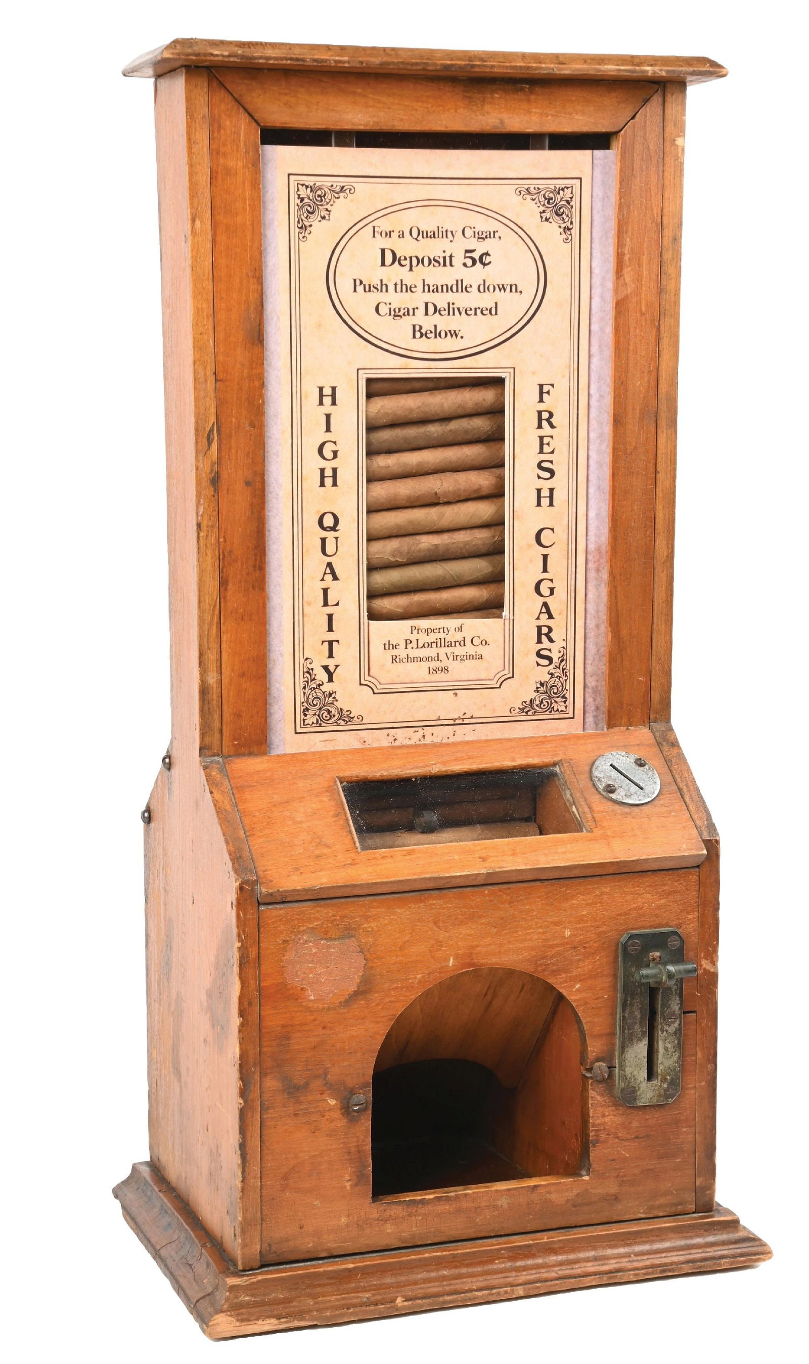5¢ LATE 19TH CENTURY WOODEN CIGAR VENDING MACHINE (1 of 5)