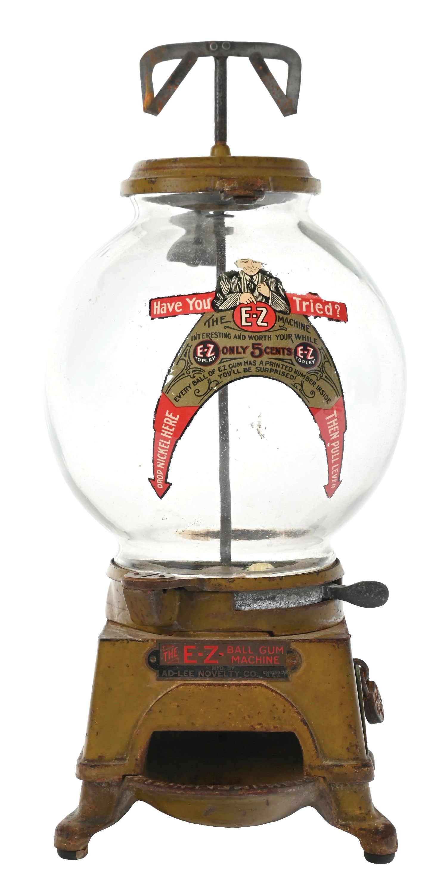 5¢ AD-LEE NOVELTY CO. THE E-Z BALL GUM VENDING MACHINE (1 of 4)