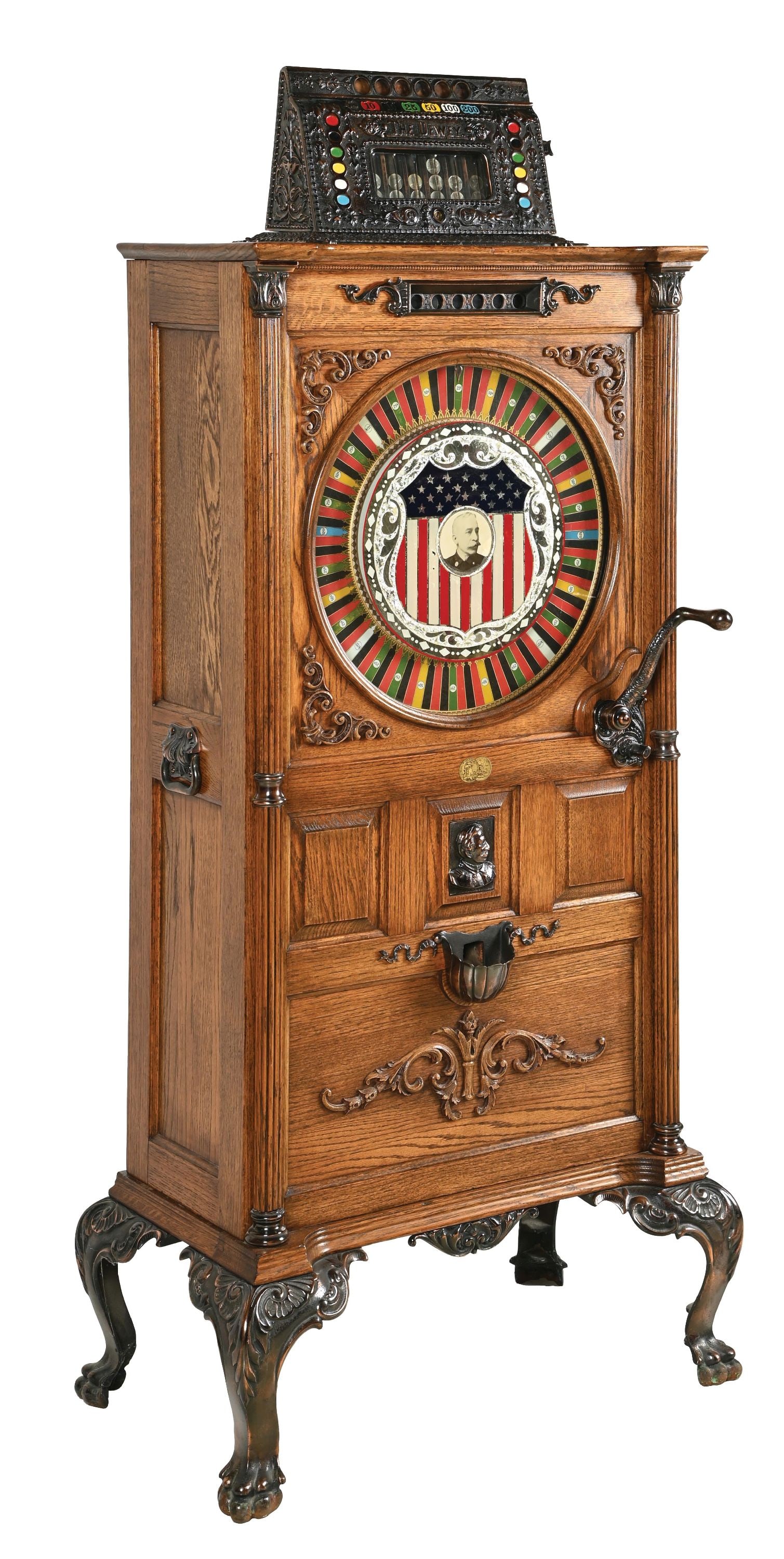 5¢ MILLS NOVELTY CO. "THE DEWEY" UPRIGHT SLOT MACHINE (1 of 8)
