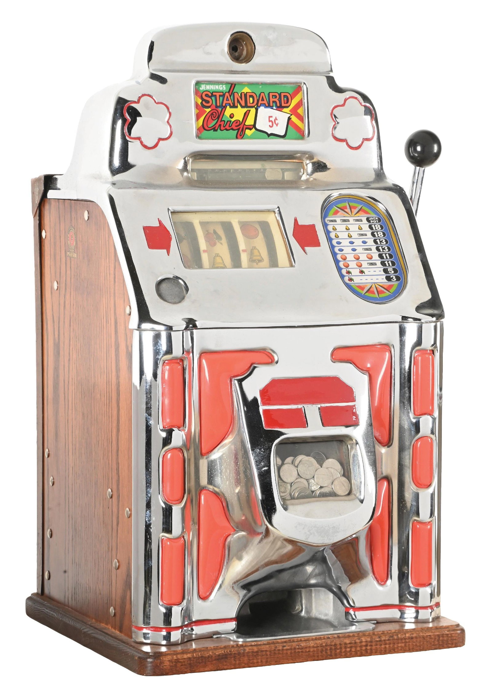 5¢ JENNINGS STANDARD CHIEF CHINESE FRONT LIGHT UP SLOT MACHINE (1 of 7)