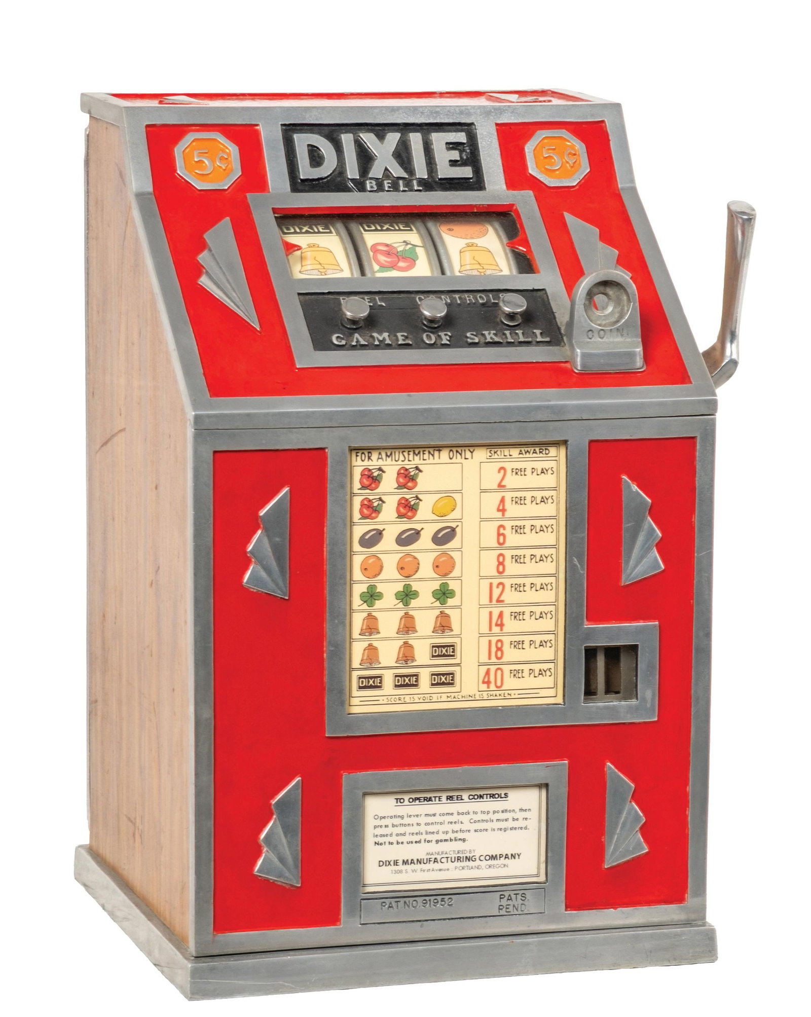 5¢ DIXIE BELL 3-REEL TRADE STIMULATOR (1 of 6)