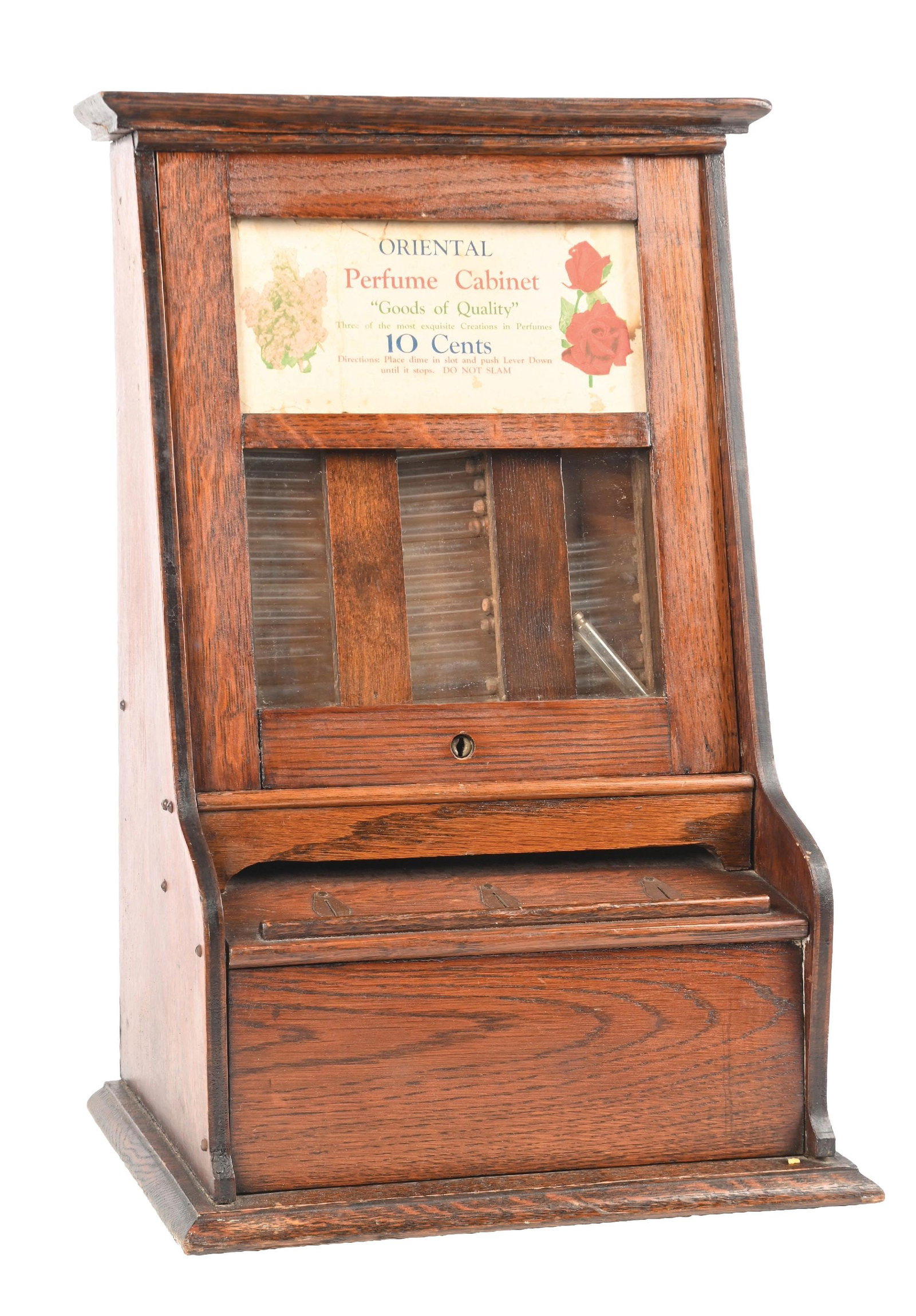 10¢ WOODEN COIN OPERATED ORIENTAL PERFUME DISPENSER CABINET (1 of 5)