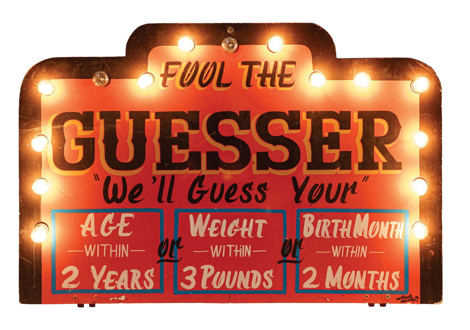 FOOL THE GUESSER WOODEN LIGHTED SIGN (1 of 3)