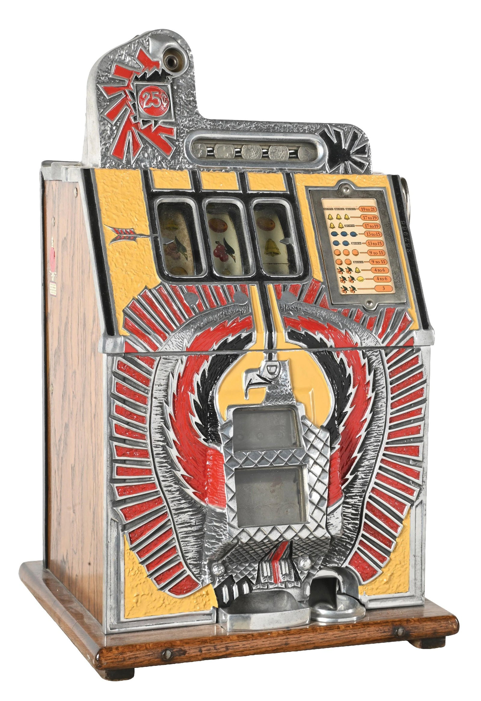 25¢ MILLS NOVELTY CO. WAR EAGLE SLOT MACHINE (1 of 6)