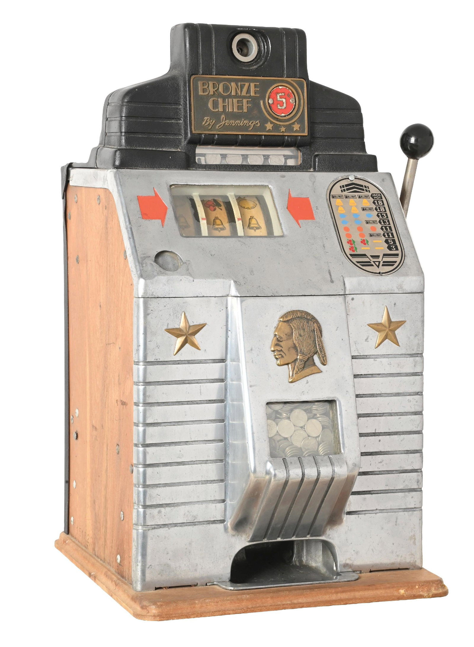 5¢ JENNINGS BRONZE CHIEF SLOT MACHINE (1 of 6)