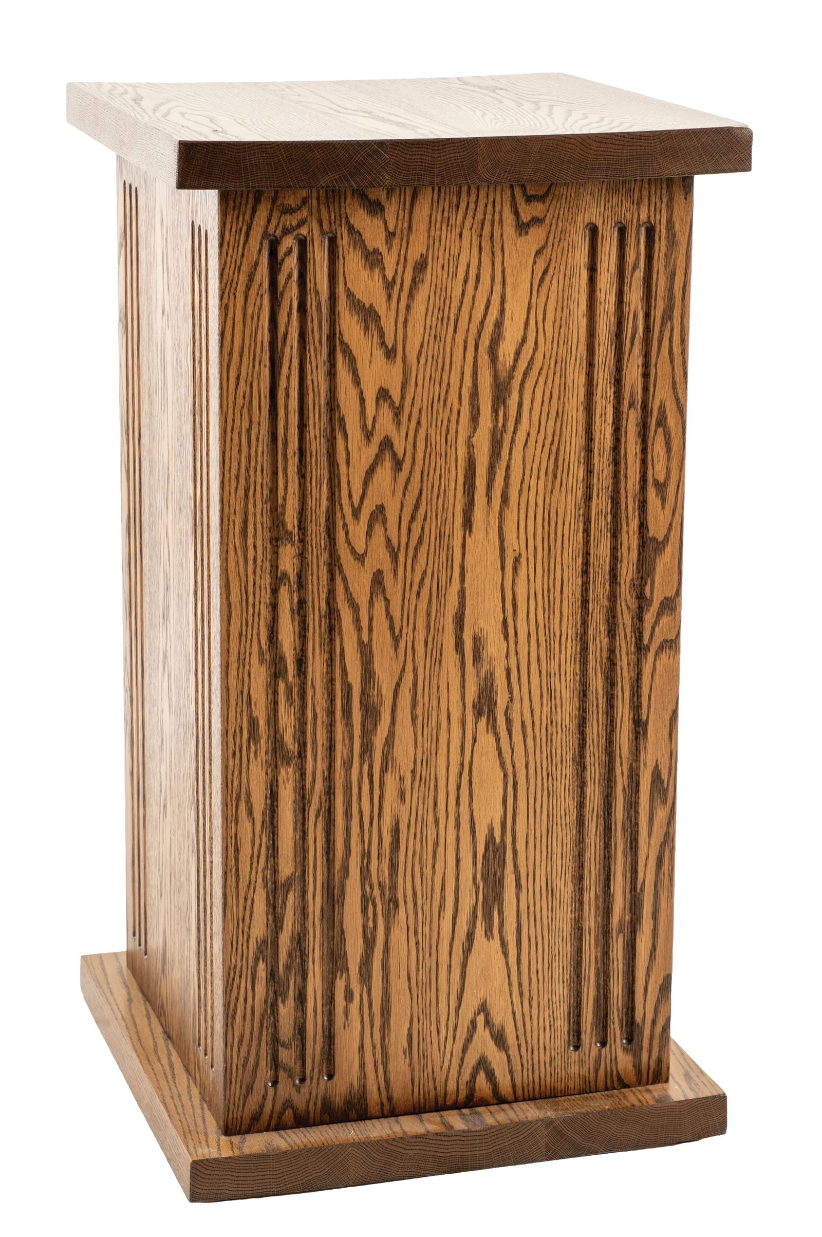SOLID OAK STAND FOR SLOT MACHINES OR OTHER COUNTER MACHINES: CONDITION: Constructed of heavy oak, showing very light wear overall, with an all original finish. This is not a standard shippable item and will require 3rd party shipping or pickup arrangements to b
