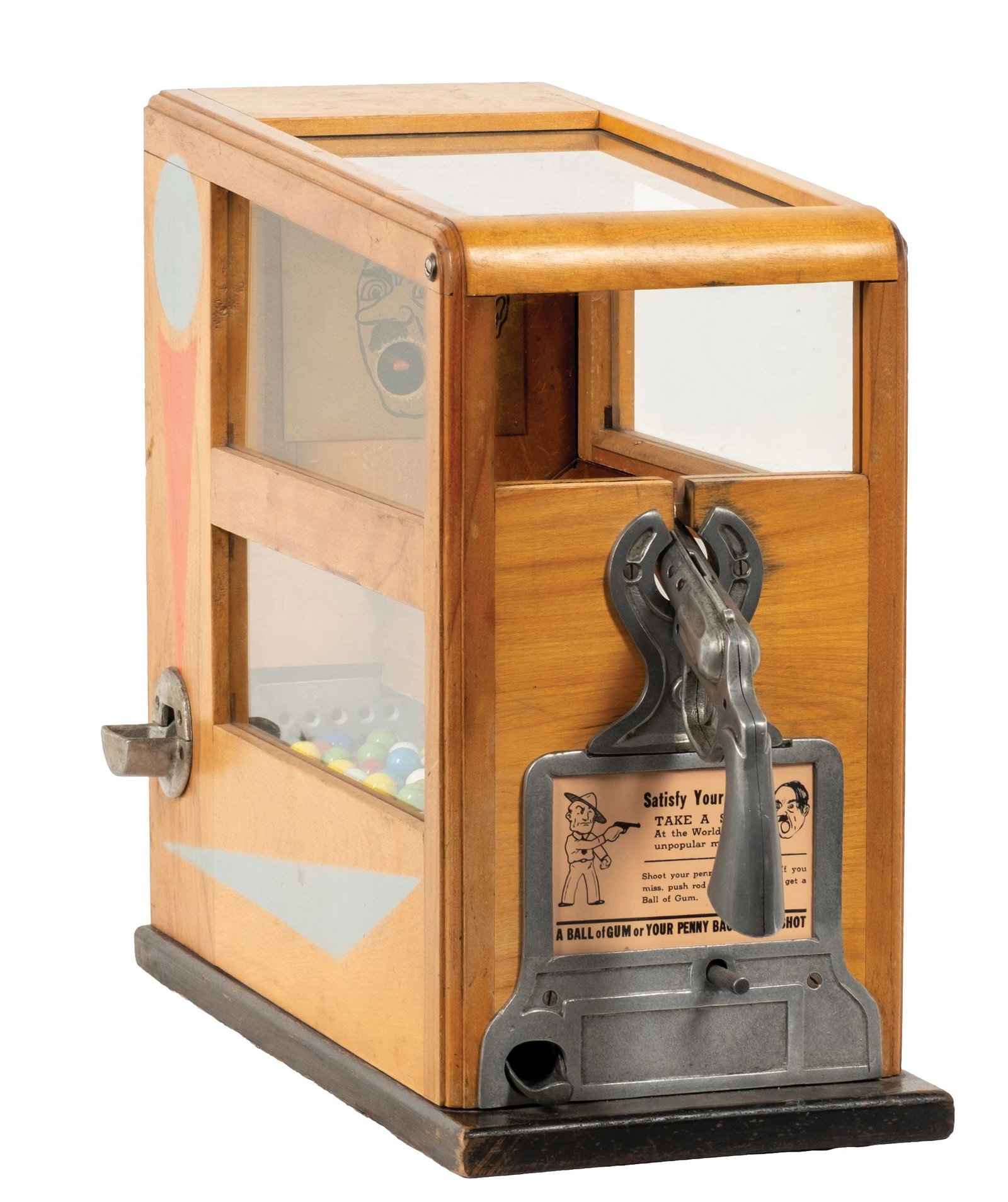 TARGET PRACTICE SKILL GAME CALLED "SHOOT THE RAT": CONDITION: Beautiful restored cabinet with correct interior graphics, correct pistol, and replaced front instruction label. Fully operational and in beautiful condition. Working perfectly and from a f