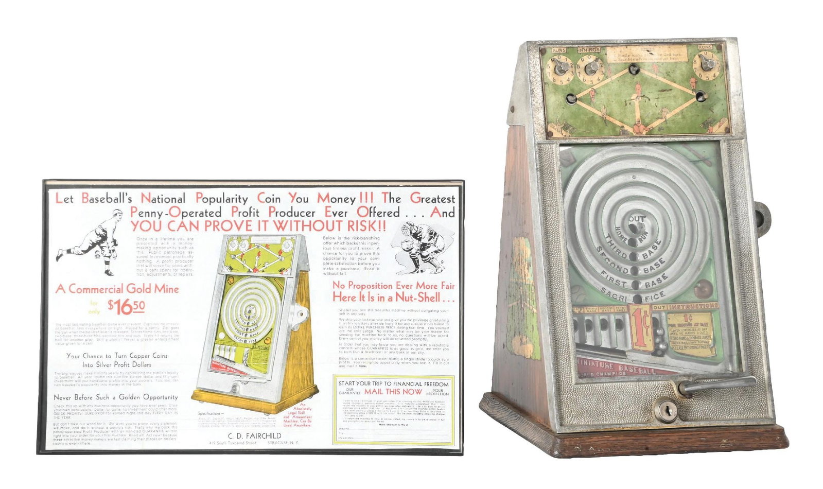 1¢ PEO MFG. CO. "WORLD CHAMPION" BASEBALL TABLETOP GAME (1 of 7)