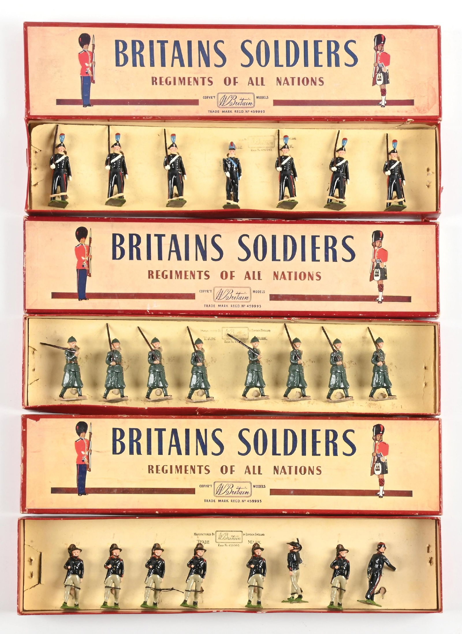 LOT OF 3: W. BRITAIN ITALIAN INFANTRY TOY SOLDIER SETS IN ORIGINAL BOXES (1 of 2)