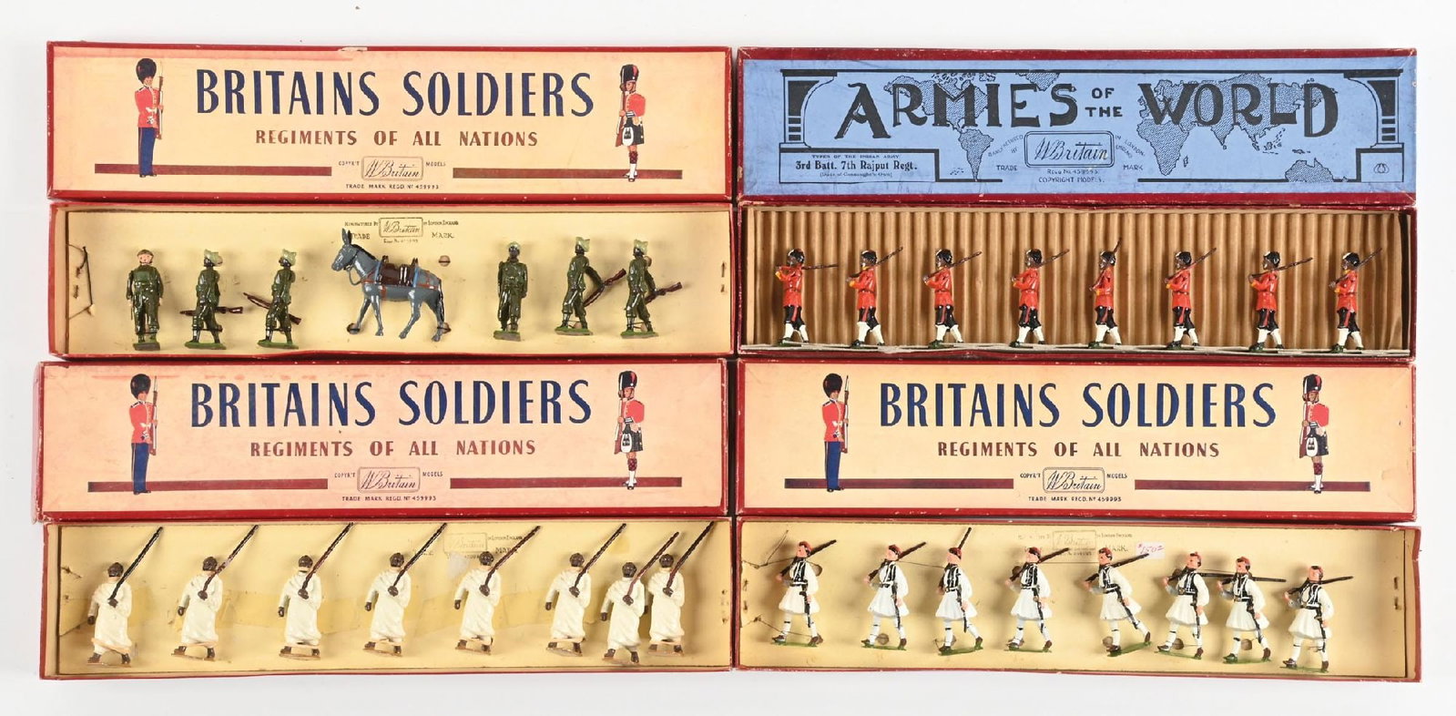 LOT OF 4: W. BRITAIN VARIOUS TYPES OF INDIAN ARMY TOY SOLDIER SETS IN BOXES (1 of 2)