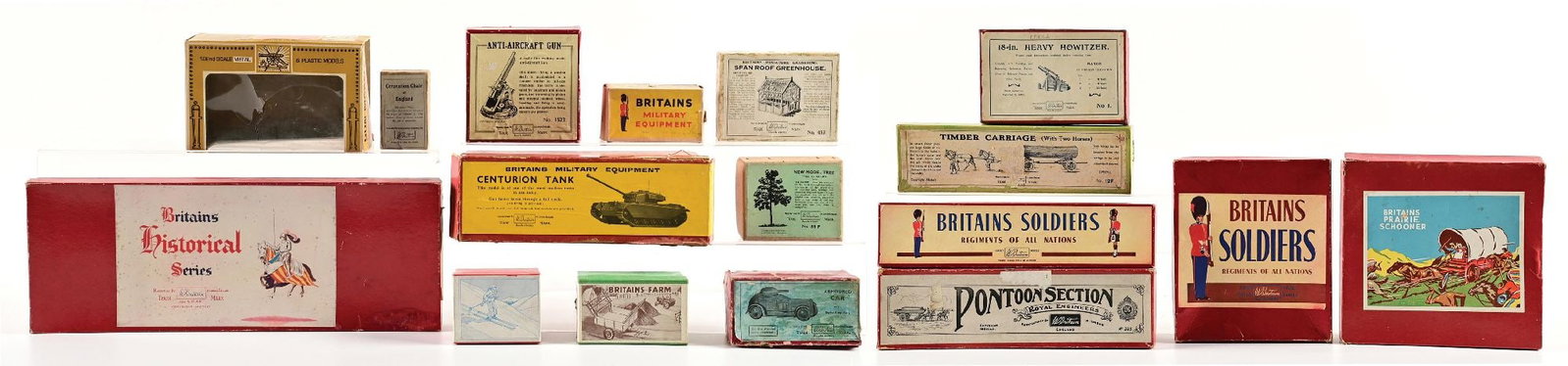 LOT OF 17: PRE- AND POST-WAR W. BRITAINS EMPTY SET BOXES (1 of 3)