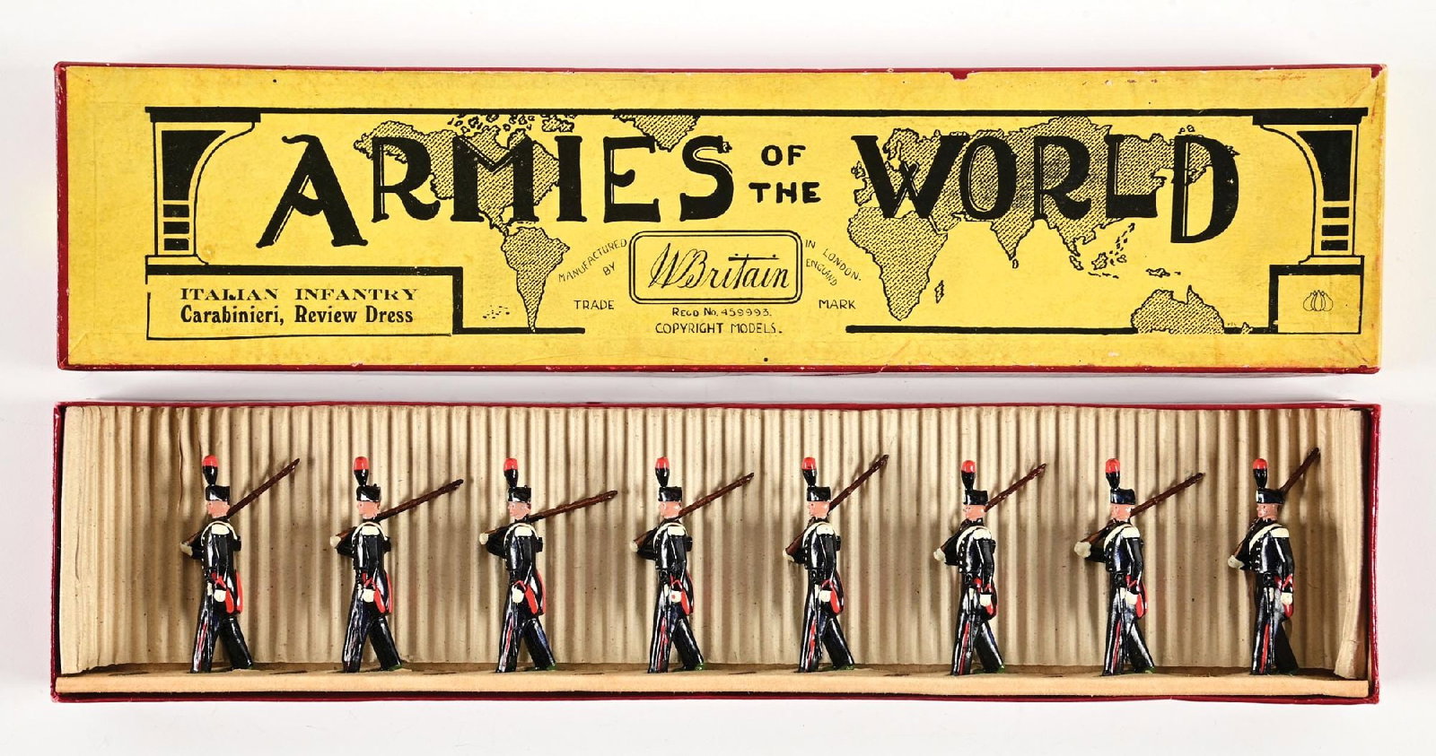 W. BRITAIN ARMIES OF THE WORLD ITALIAN INFANTRY CARABINIERI, REVIEW DRESS SET NO. 1437 IN BOX (1 of 2)