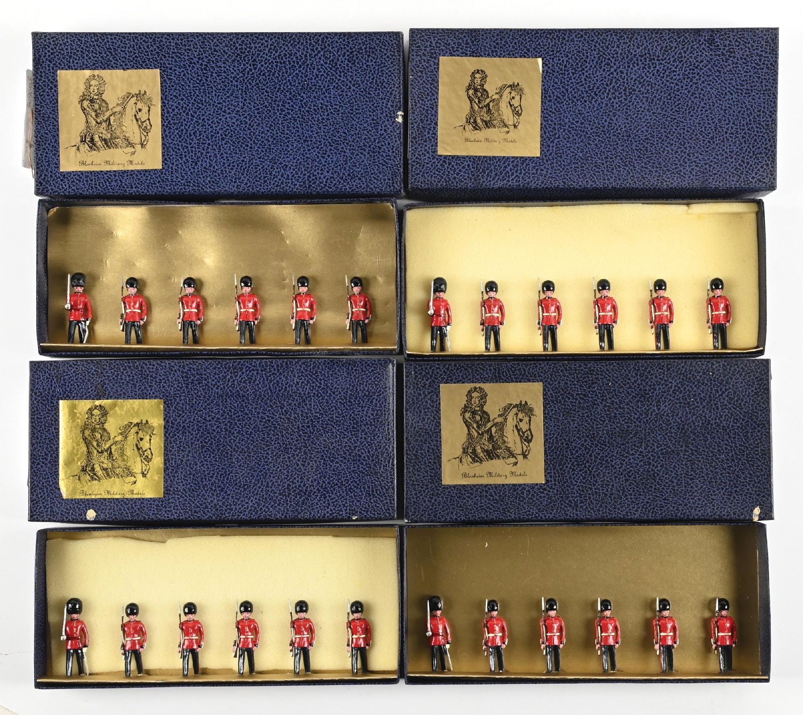 LOT OF 4: BLENHEIM SET NO. B60 SCOTS GUARDS IN BOXES: 6 pieces each. 24 pieces total. Condition: Dimensions: Each Box: 11 - 1/4" x 5" x 1 - 1/4".