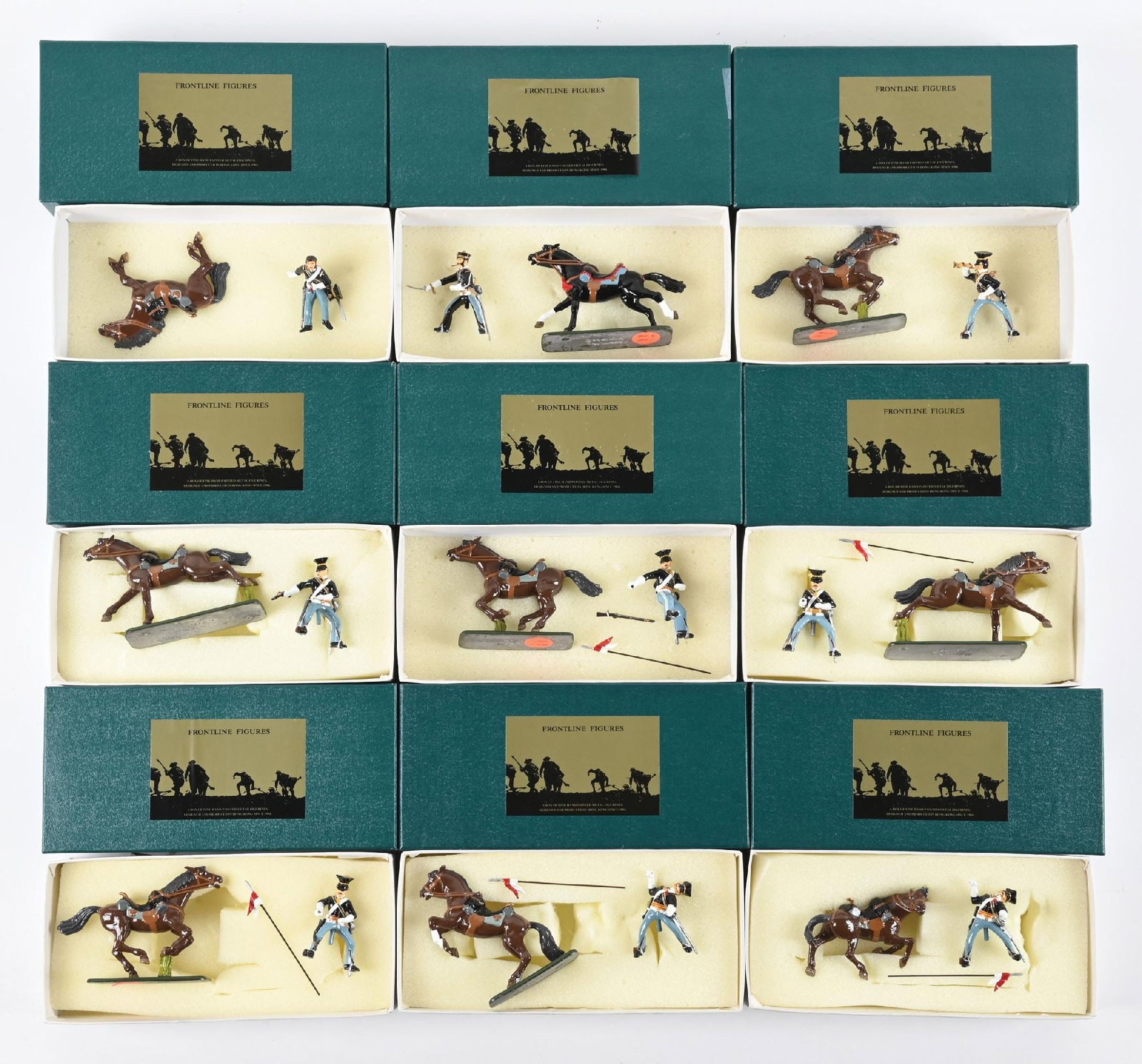 LOT OF 9: FRONTLINE 17TH LANCERS B.C.L. SETS IN BOXES: Lot consists of B.C.L. sets 1 through 9. Condition: Dimensions: Each Box: 9 - 1/4" x 4 - 1/4" x 2".