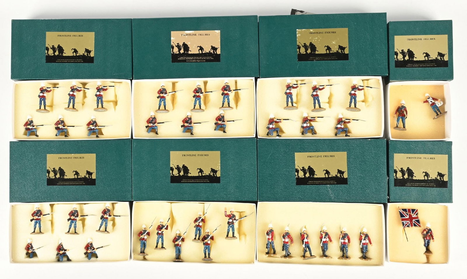 LOT OF 8: FRONTLINE COLDSTREAM GUARDS SETS IN BOXES: Lot consists of sets CG1, CG2, CG3, CG4, CG5, CG6, CG7, CG8. Condition: Dimensions: Largest Box: 10 - 1/4" x 5" x 2".