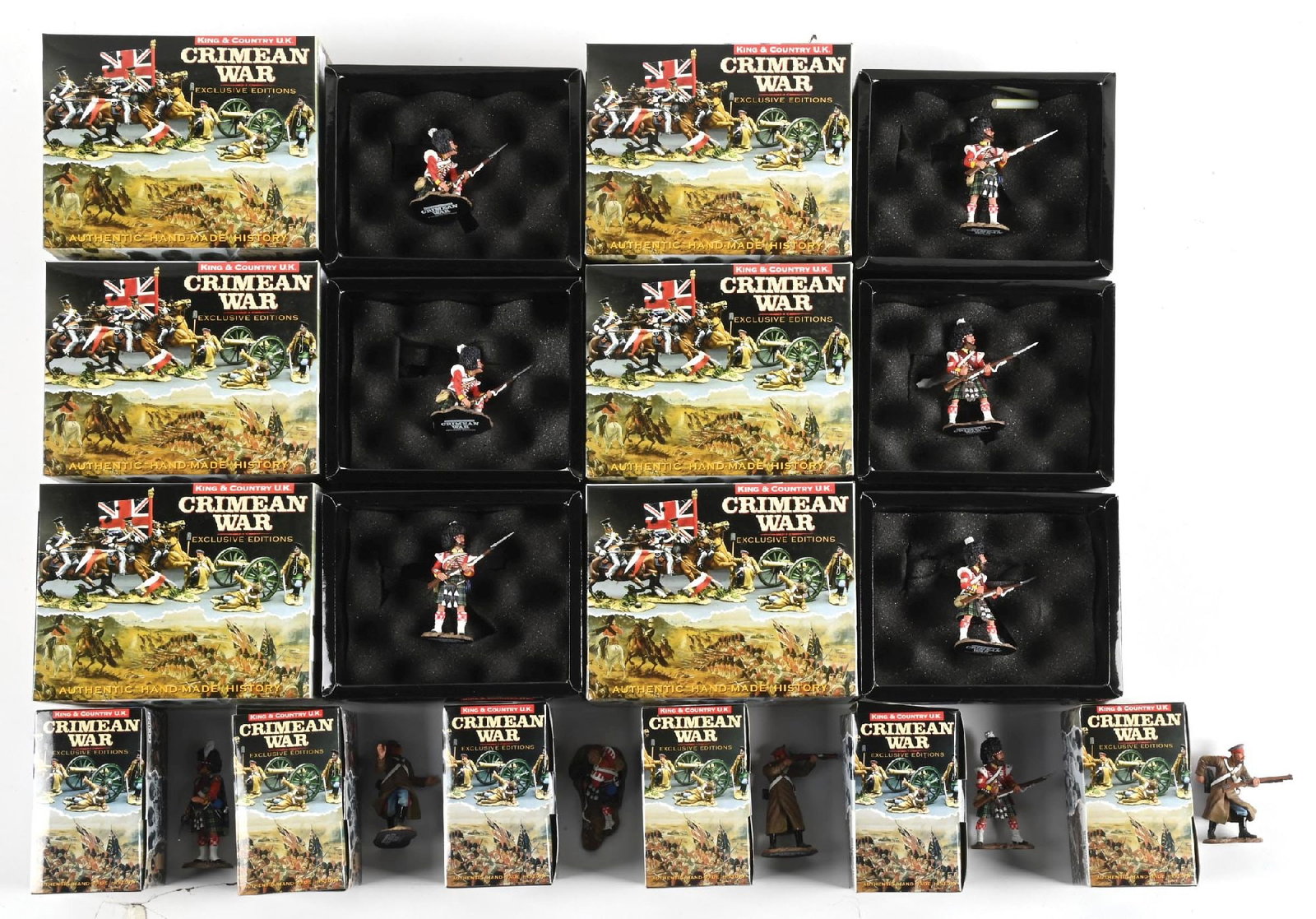 LOT OF 12: KING & COUNTRY CRIMEAN WAR FIGURES IN BOXES: Infantry (12): three CRW14, three 13, 12, 09, 10, 15, 17, 8. Condition: Dimensions: Largest Box: 6 - 1/4" x 5" x 2 - 3/4".