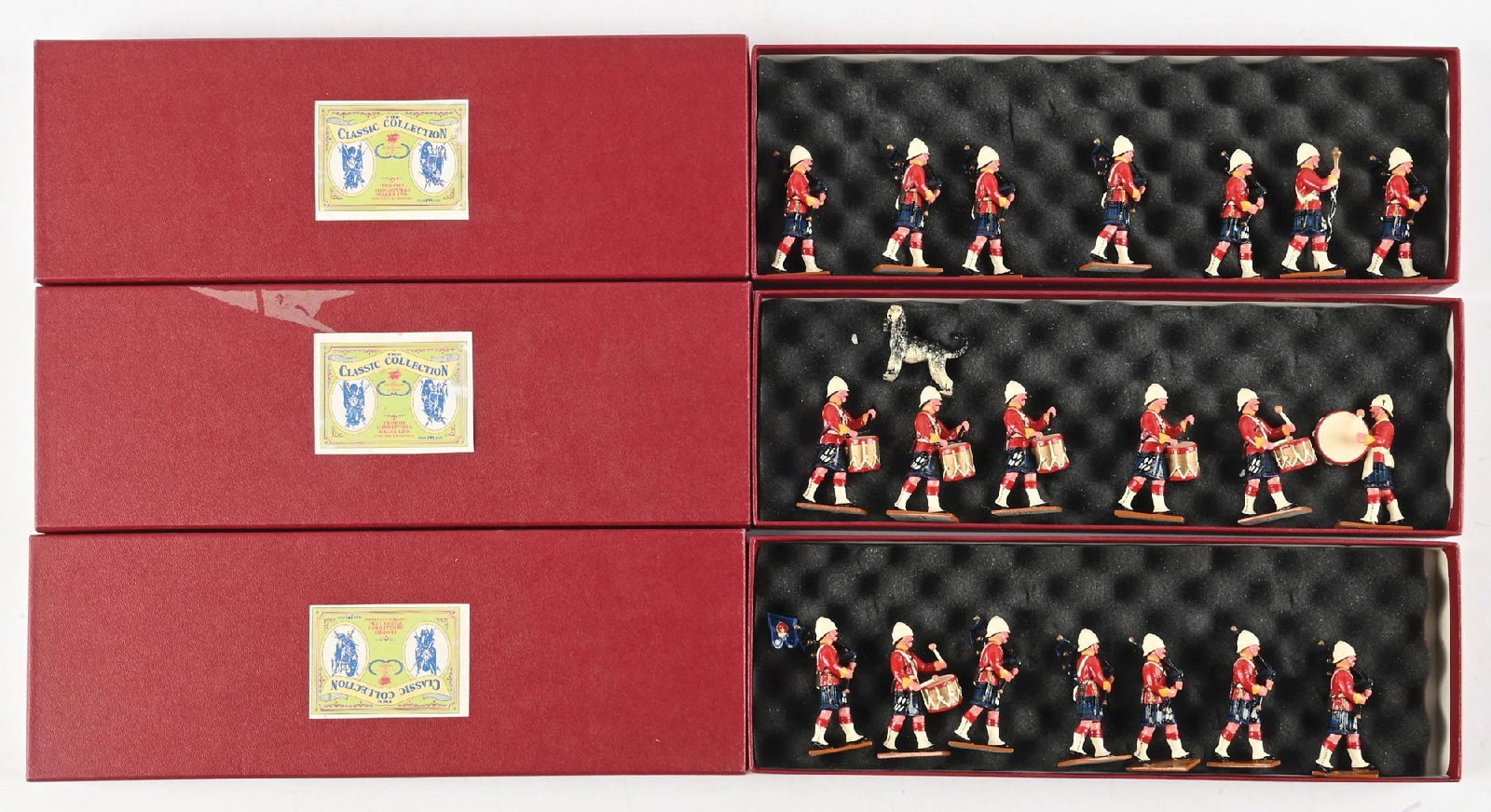 LOT OF 3: TROPHY MINIATURES SUDAN WARS: Lot consists of Argyll & Sutherland Highlanders Marching Band. 20 pieces. Condition: Dimensions: Each Box: 12 - 1/2" x 4 - 1/4" x 1 - 1/2".