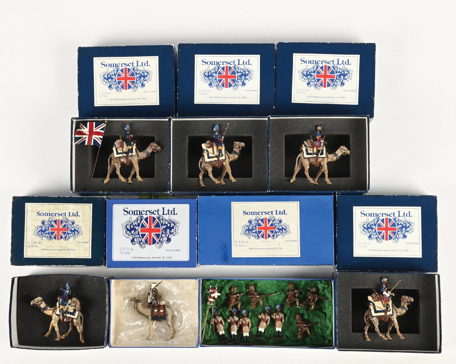 LOT OF 7: SOMERSET LTD. LAWRENCE OF ARABIA SERIES IN ORIGINAL BOXES: Lot consists of set Nos. LA-05, SLB-103, SLC-7, SLC-18, SLC-29, SLC-33, and SLC-37. Condition: Dimensions: Largest Box: 9 - 1/4" x 4 - 3/4" x 2 - 1/4".